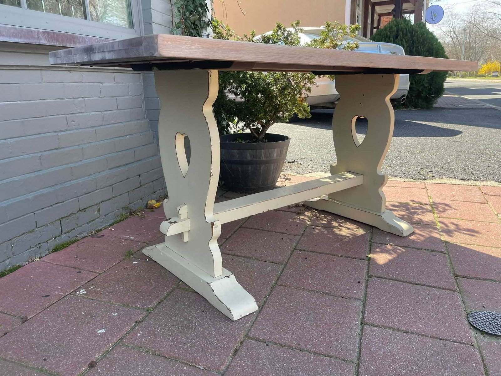 Antique English Solid Oak Kitchen Table 1900 - 10