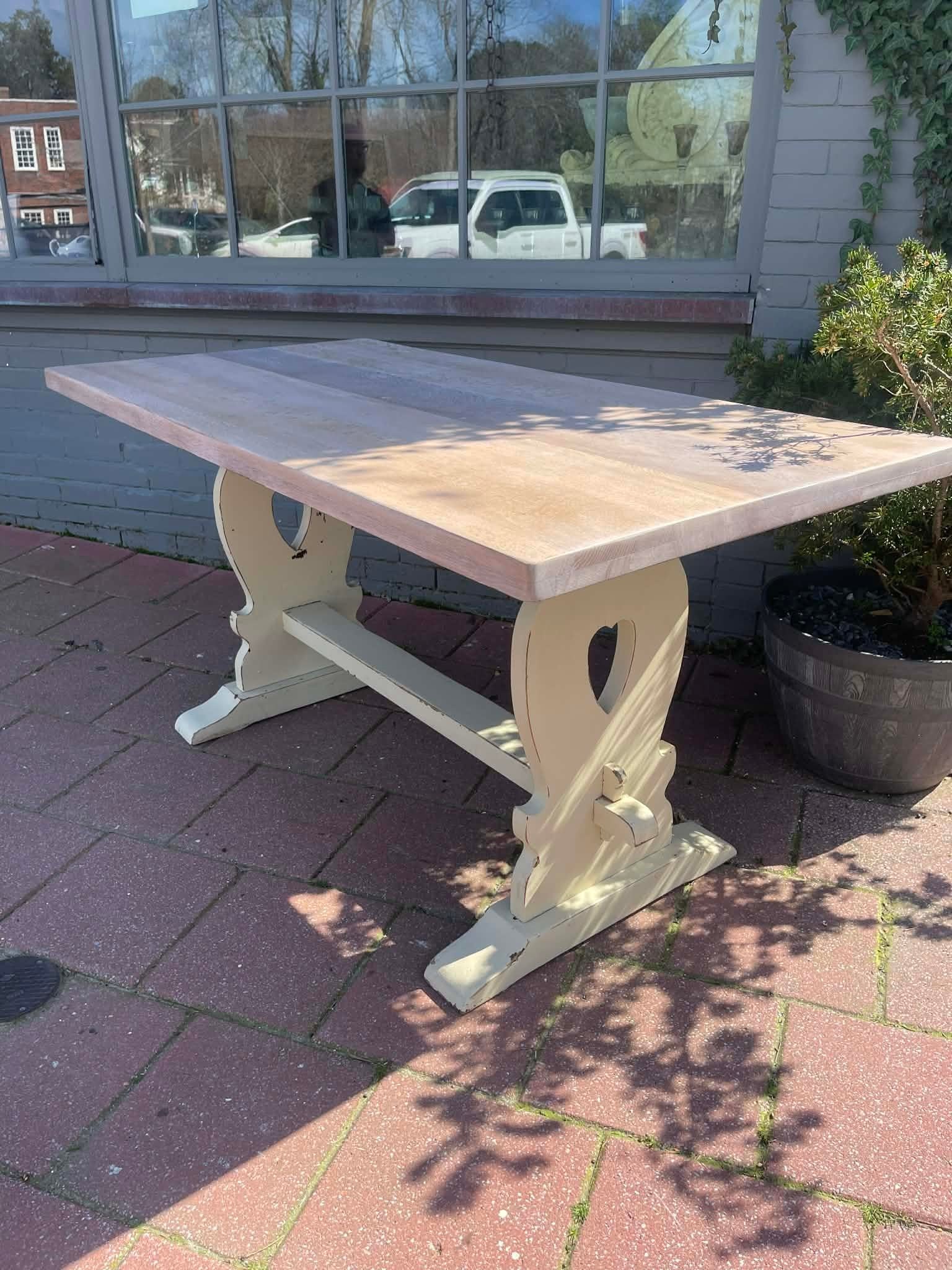 Antique English Solid Oak Kitchen Table 1900 - 9