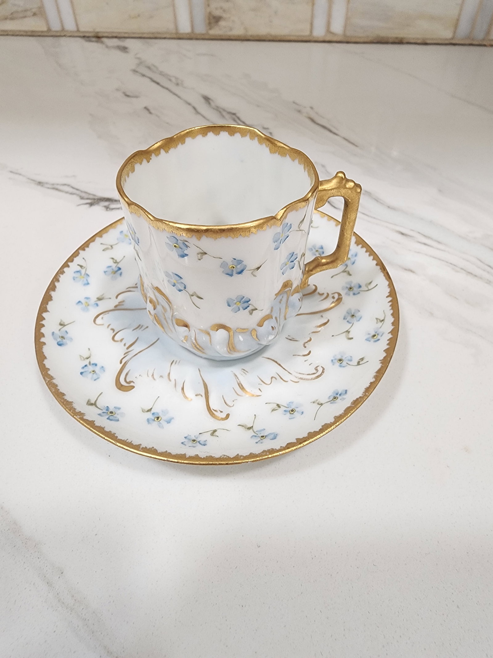 Late 19th Century Fabulous Signed Austrian Antique Teacup and Saucer Dated 1893 - 2
