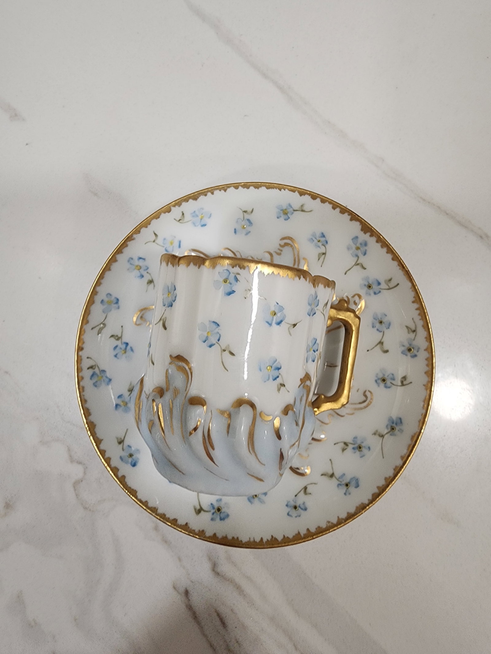 Late 19th Century Fabulous Signed Austrian Antique Teacup and Saucer Dated 1893 - 4