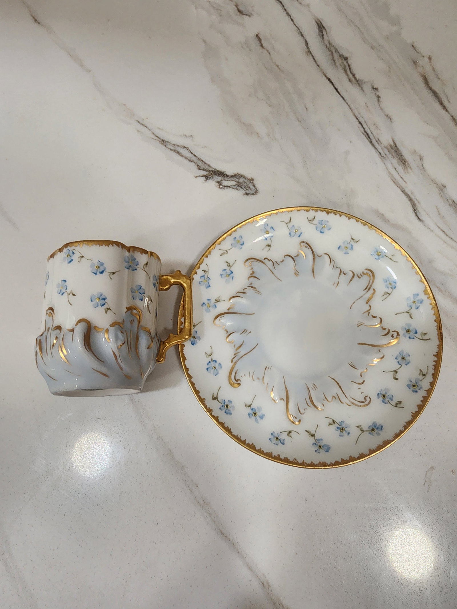 Late 19th Century Fabulous Signed Austrian Antique Teacup and Saucer Dated 1893 - 6
