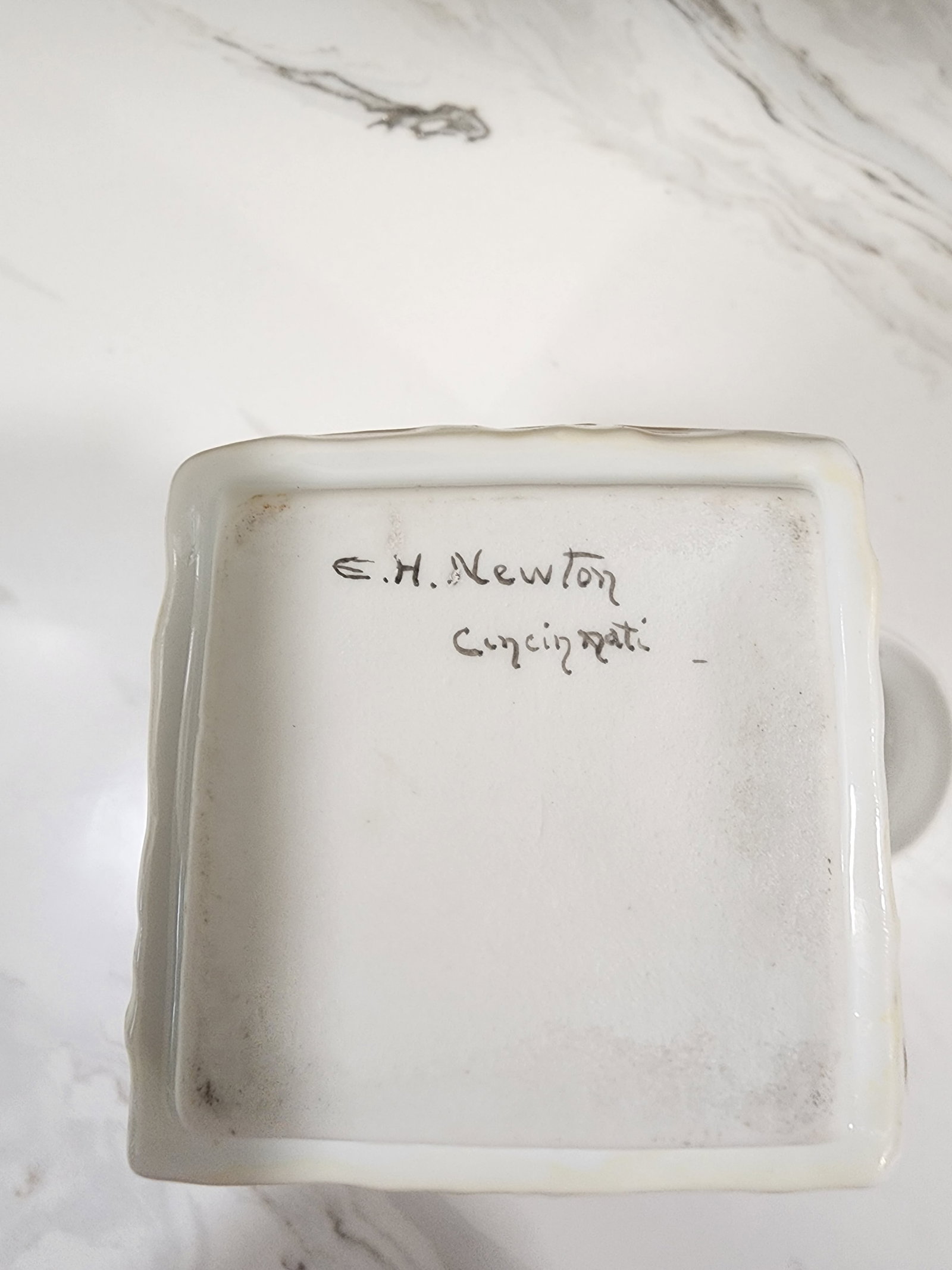 1920s Beautiful Hand Painted Antique Tea Caddy Signed e.h. Newton Cincinnati - 4