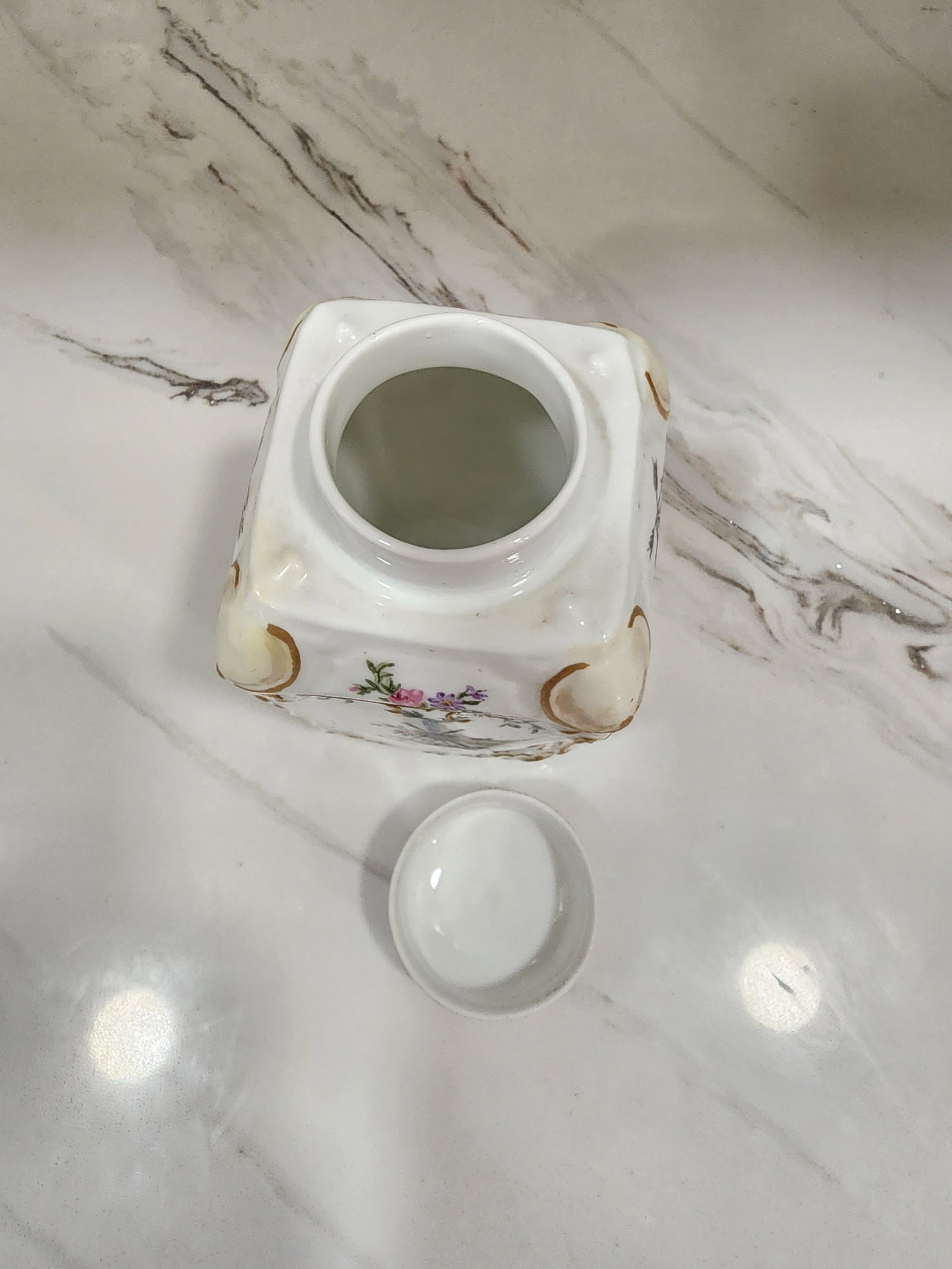 1920s Beautiful Hand Painted Antique Tea Caddy Signed e.h. Newton Cincinnati - 7