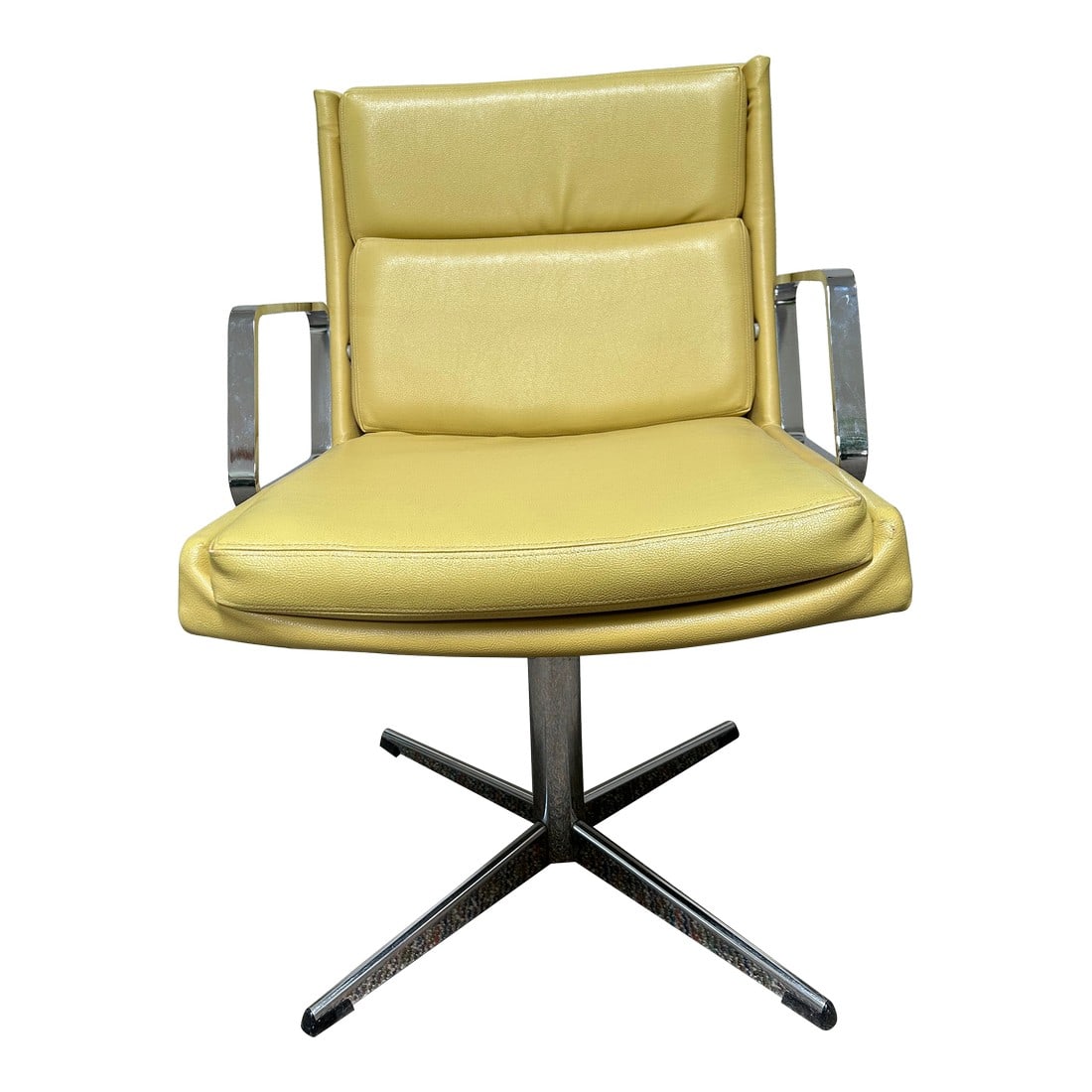 1970s Doerner Faultless Office Chair: Frank Doerner immigrated to Canada in 1920 and started the Waterloo Metal Co. They manufactured a whole host of metal items including golf clubs, TV antennas, fishing poles, and auto parts. During the