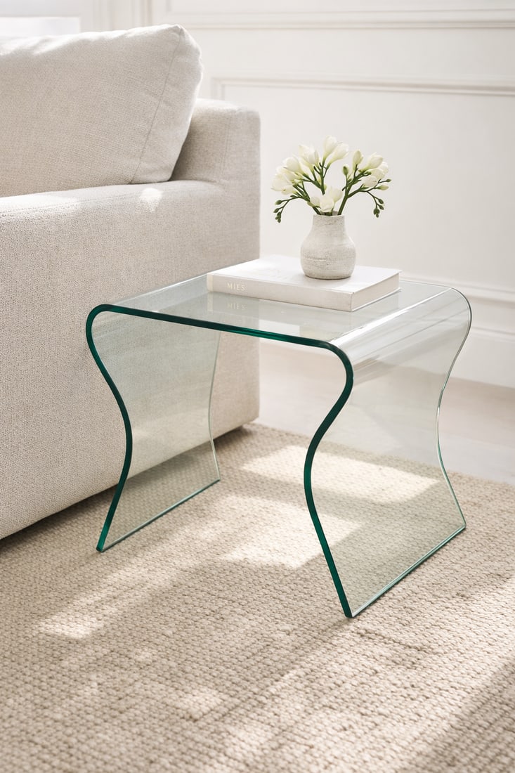 Late 20th Century Fiam Italia Charlotte De Nuit Curved Glass Side Table – Italian Modern by - 5