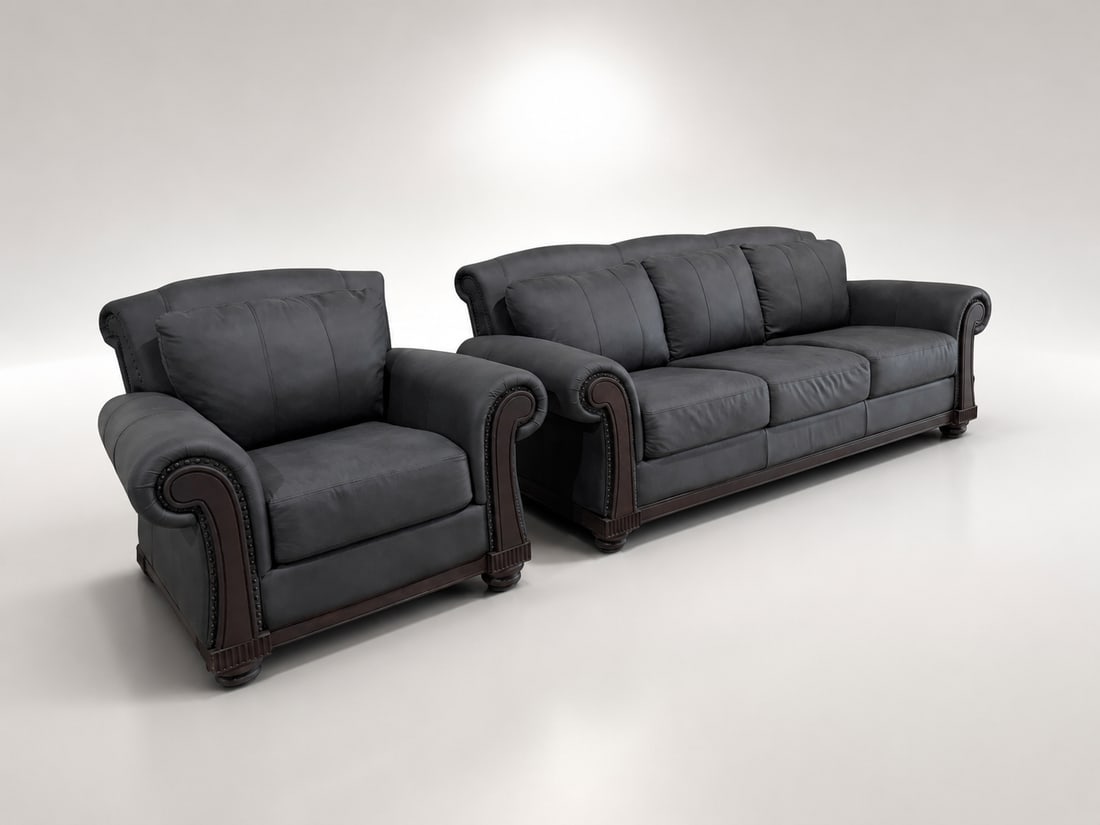 Loom Shadow Heritage Black Leather Sofa - 11