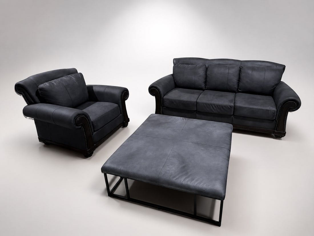 Loom Shadow Heritage Black Leather Sofa - 12