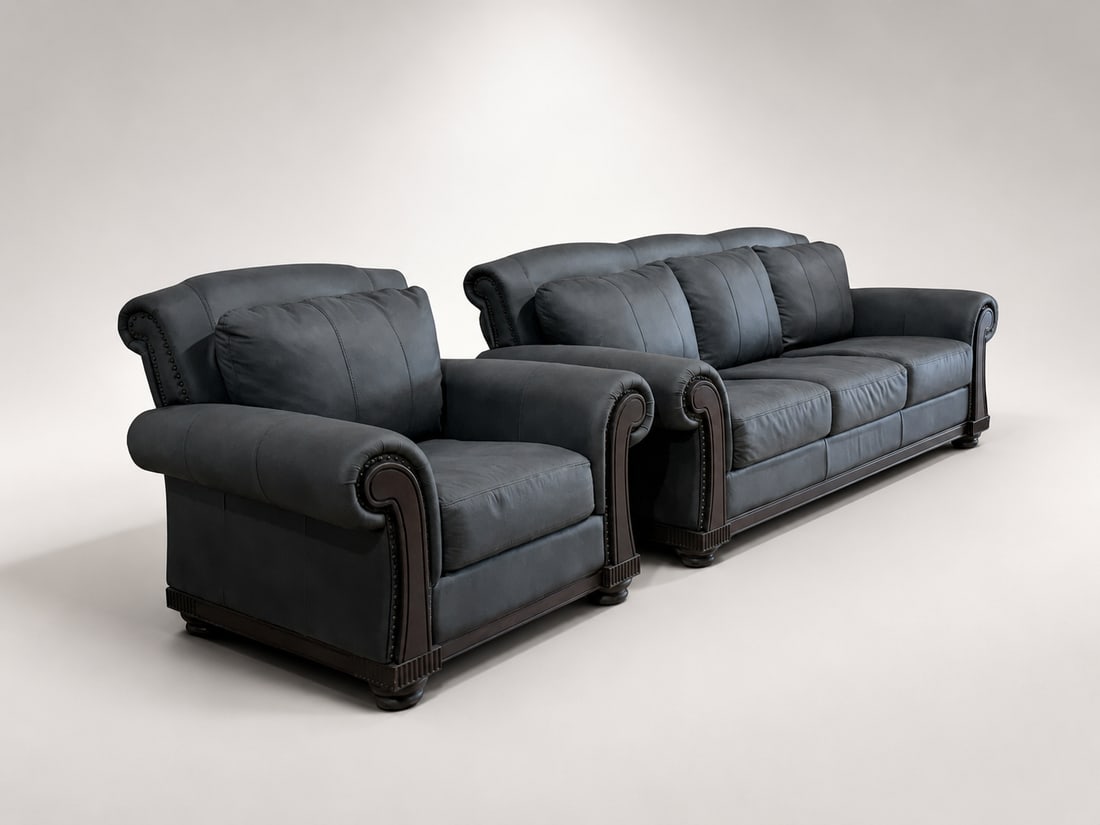 Loom Shadow Heritage Black Leather Sofa - 2