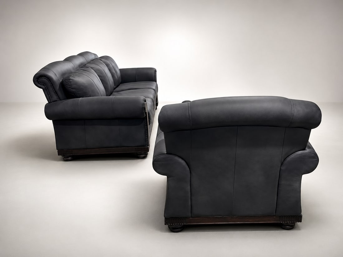 Loom Shadow Heritage Black Leather Sofa - 7