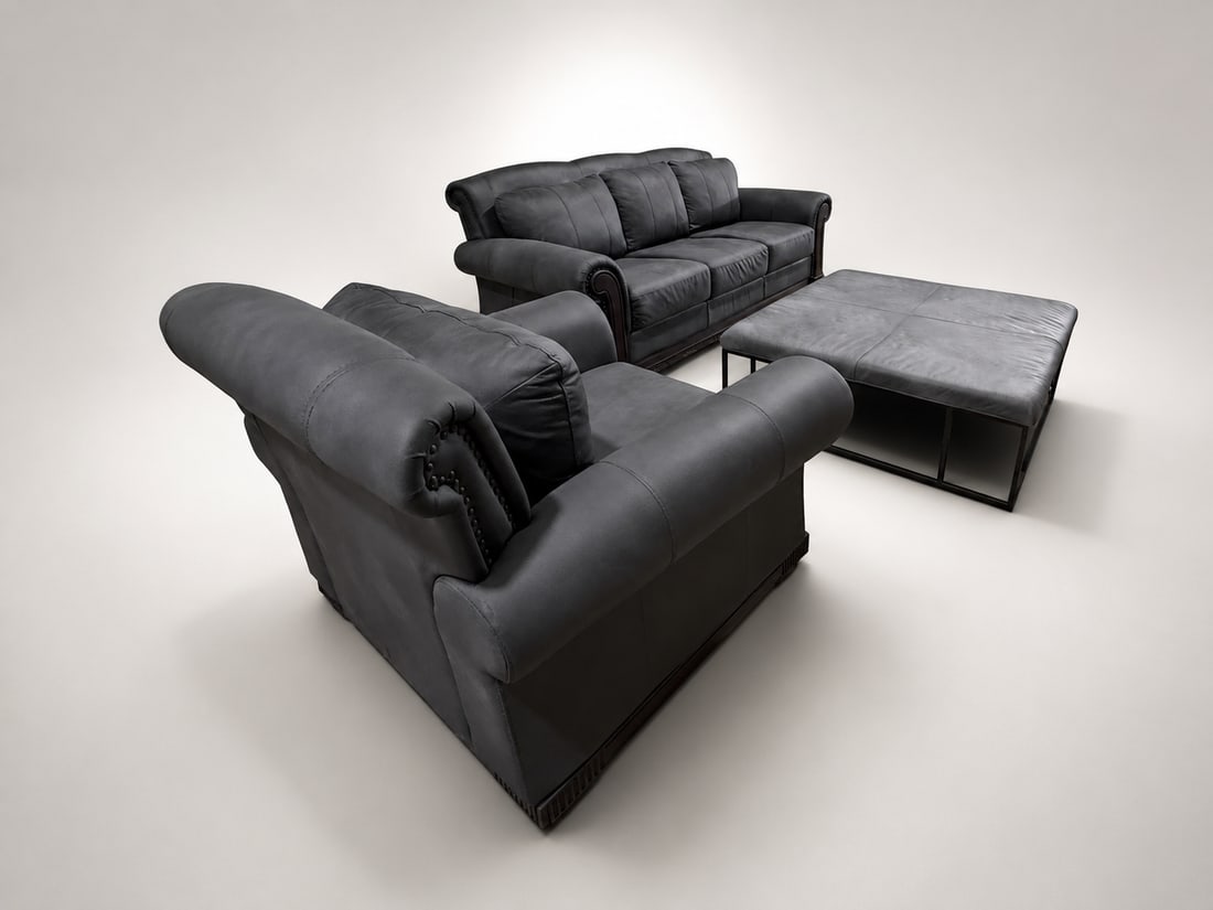 Loom Shadow Heritage Black Leather Sofa - 9