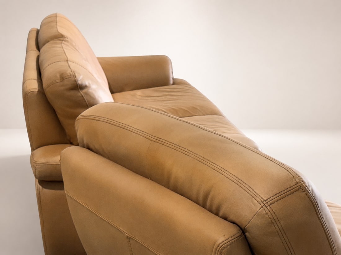 Loom Sculptural Leather Sofa & Lounge Chair Set - 7