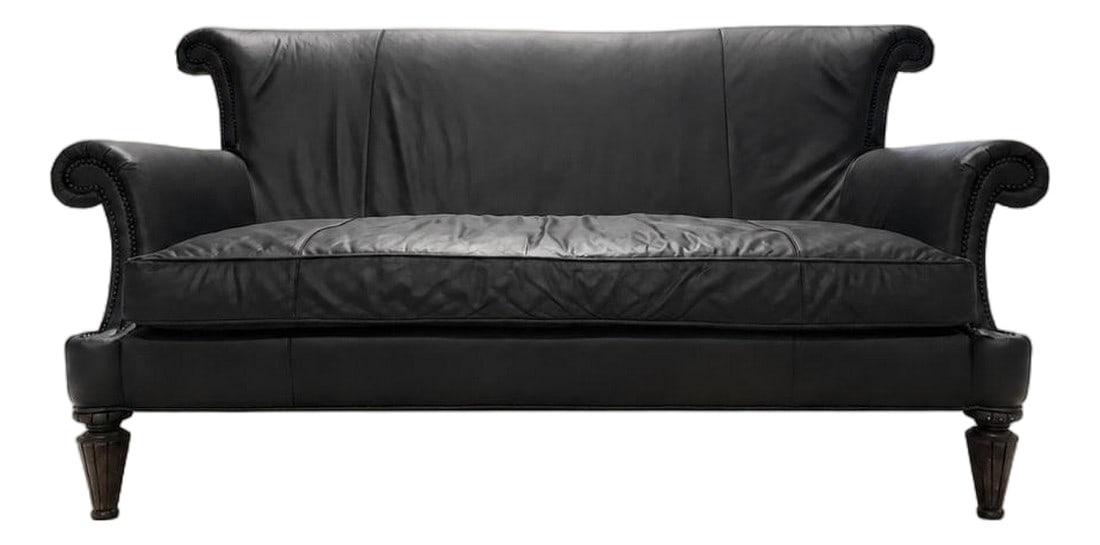 Loom Sculptural Leather Sofa – Custom Refinished Dark Brown Statement Piece (1 of 8)