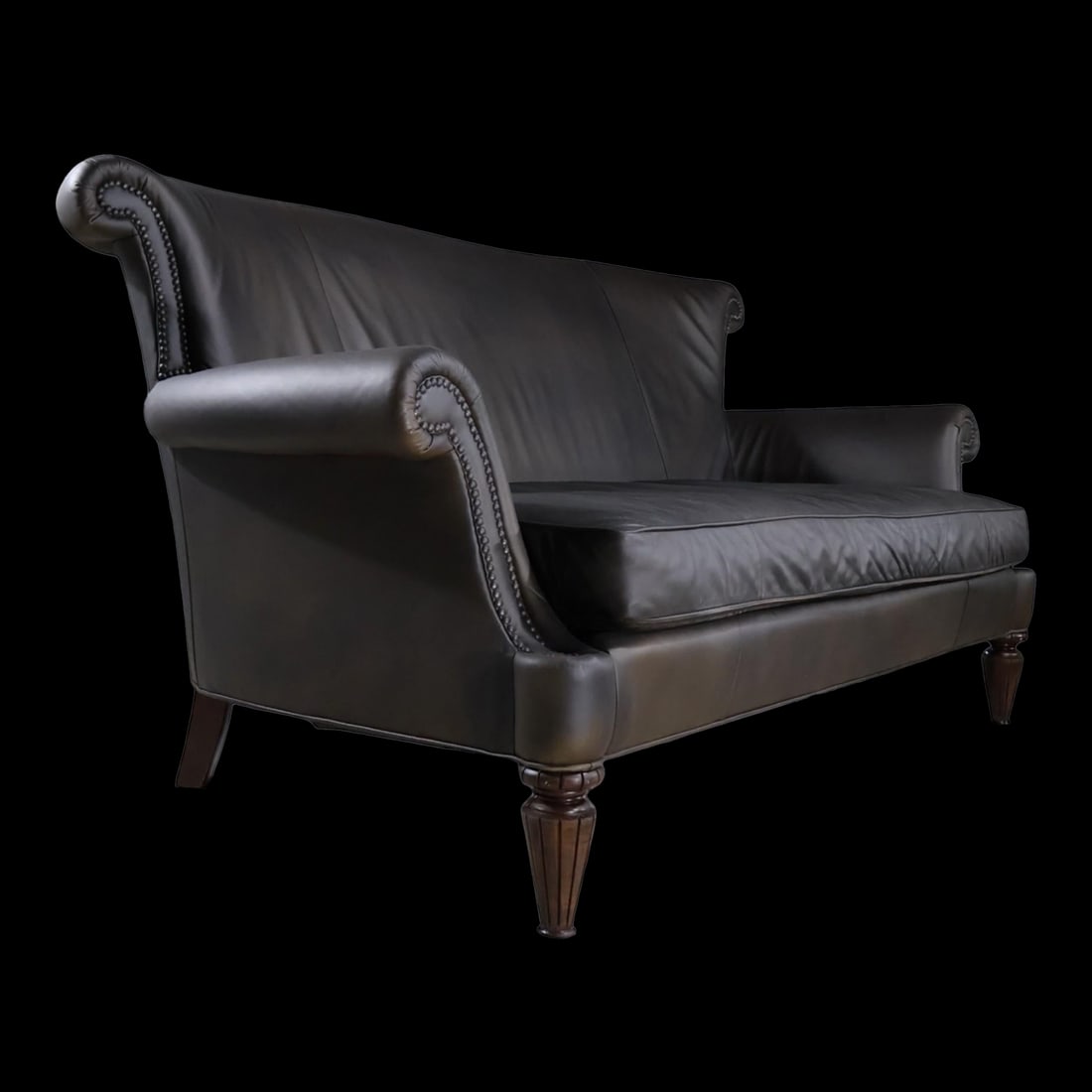 Loom Sculptural Leather Sofa – Custom Refinished Dark Brown Statement Piece - 2
