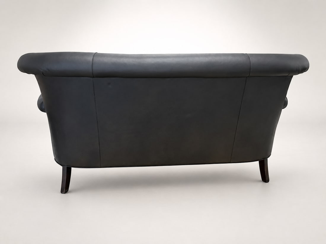 Loom Sculptural Leather Sofa – Custom Refinished Dark Brown Statement Piece - 3