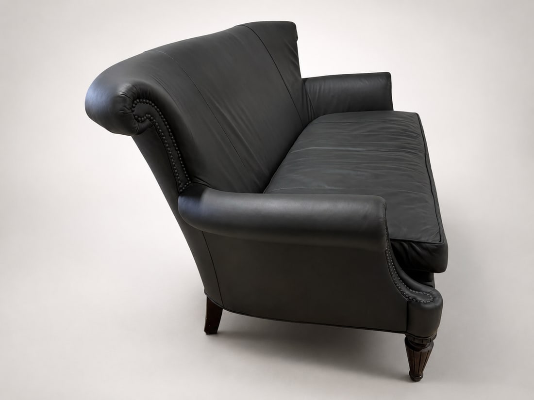 Loom Sculptural Leather Sofa – Custom Refinished Dark Brown Statement Piece - 5