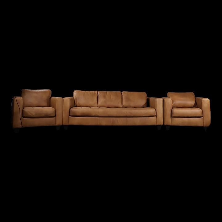 Loom Golden Light Leather Sofa & Lounge Chair Set - 2
