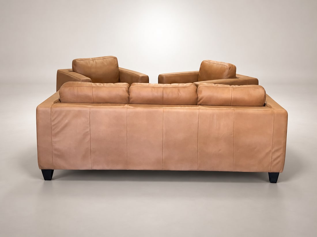 Loom Golden Light Leather Sofa & Lounge Chair Set - 5