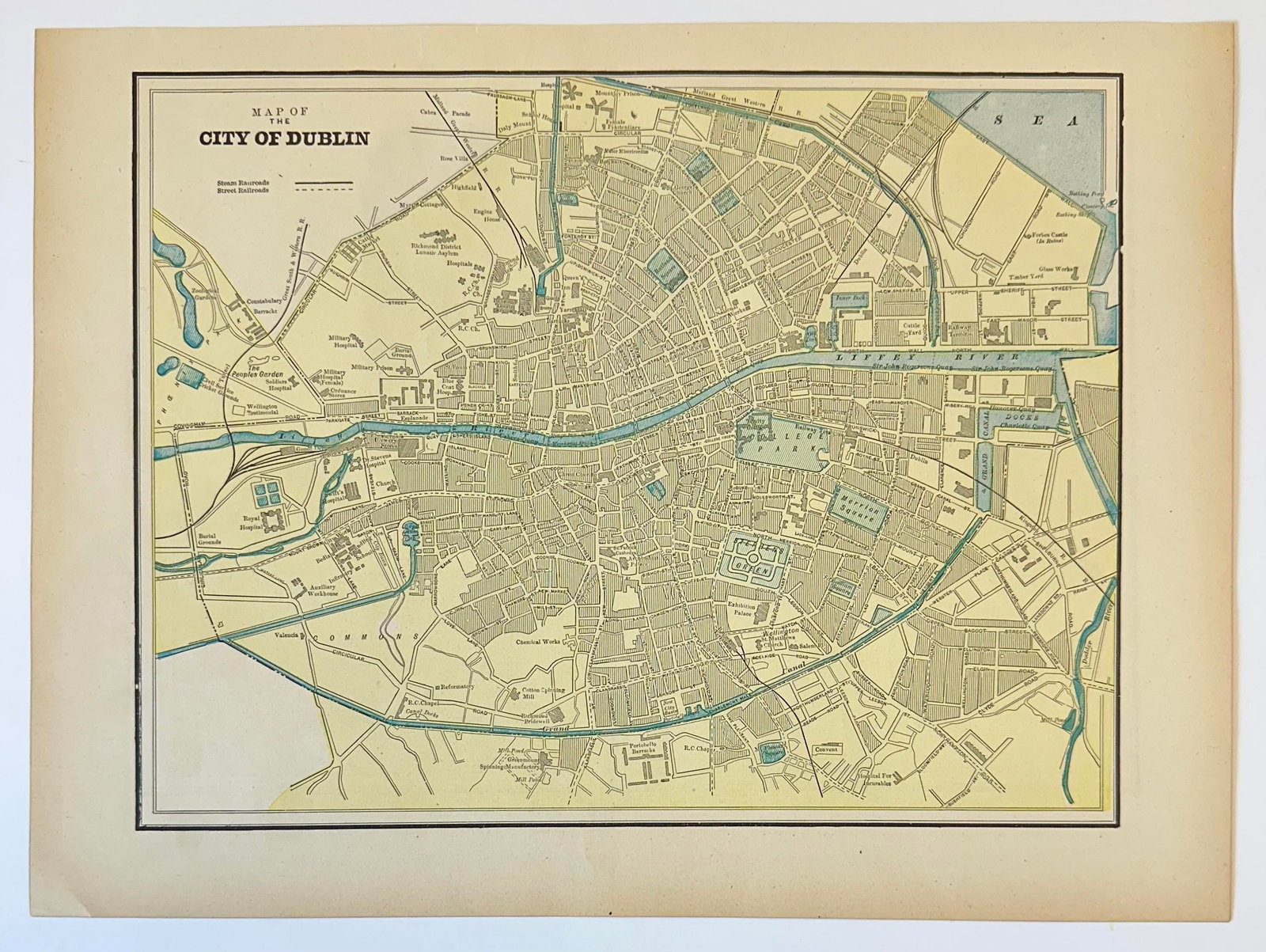 Dublin, Ireland, Original Map by Cram, 1889 - 2