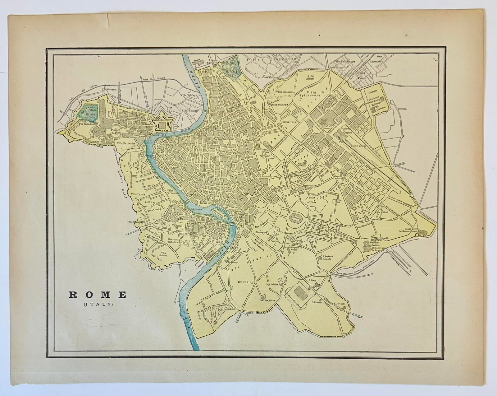 Rome, Italy, Original Map by Cram, 1889 - 4