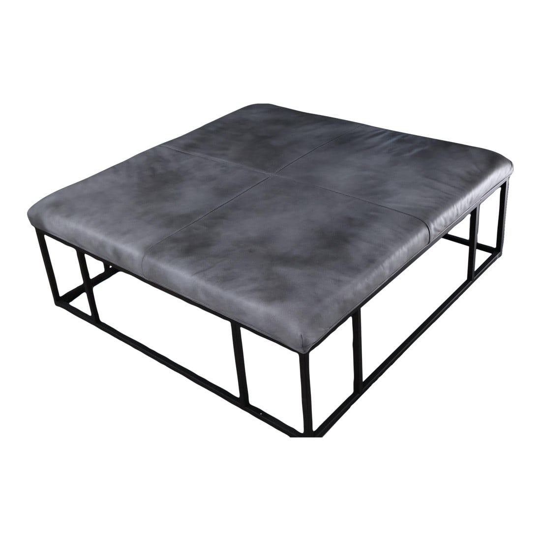 Modern Leather Ottoman Coffee Table With Metal Frame, 45" Square (1 of 8)