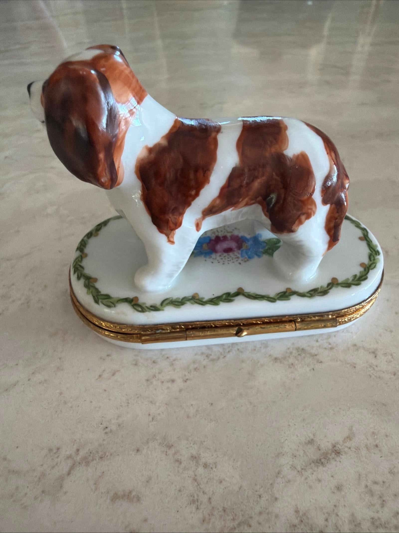 1980s Rare King Charles Spaniel Artoria Limoges Trinket Box Limited Edition France 62 - 2