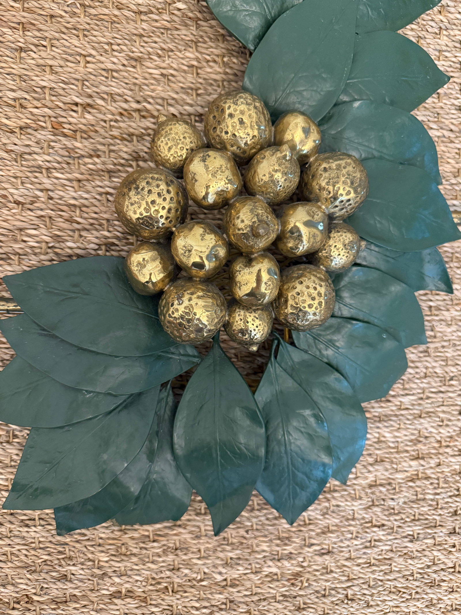 Bronze and Brass Sculptural Grape/Lemon Leaf Wall Sconces - 11