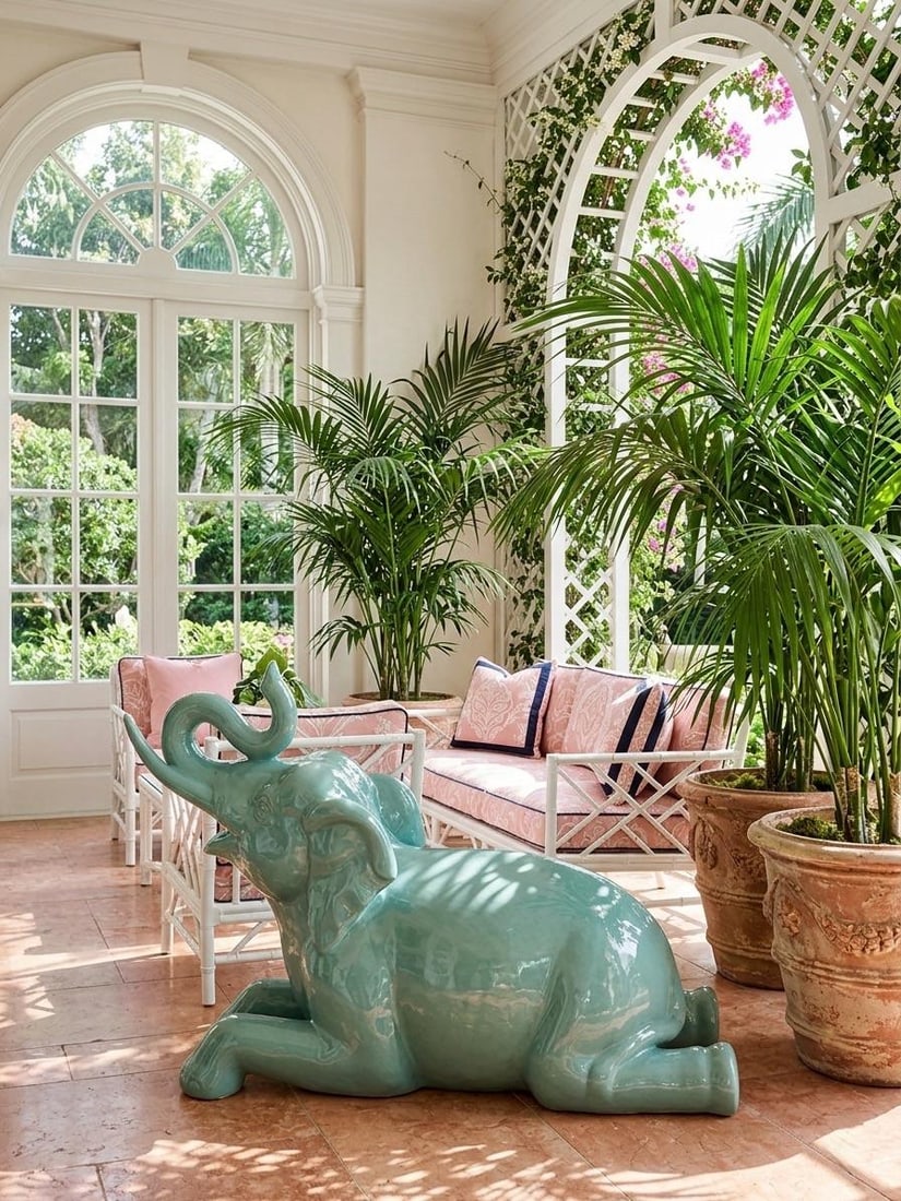 Large Vintage Italian Glazed Celadon Ceramic Reclining Elephant Sculpture - 7