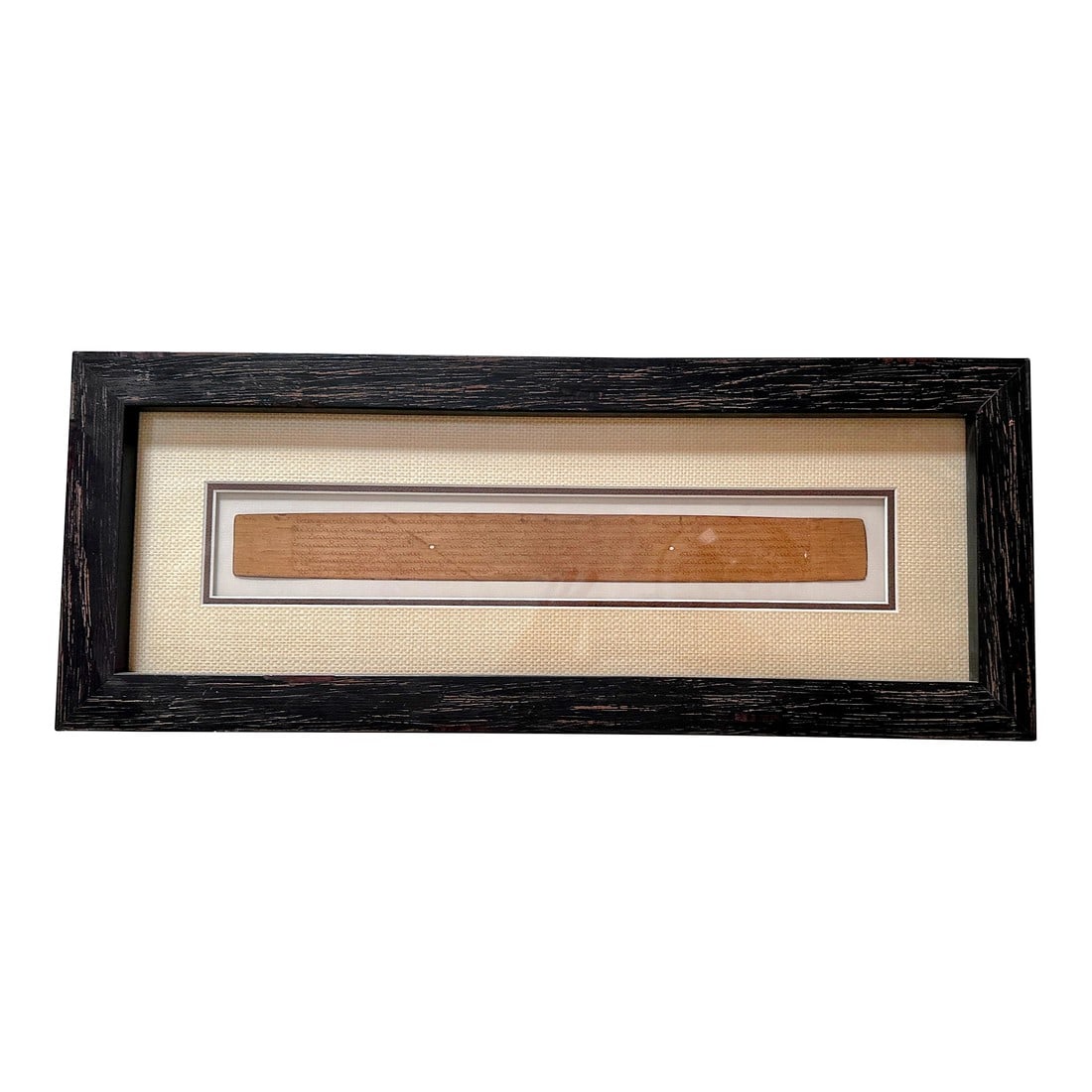 Vintage Burmese Buddhist Scripture on Palm Leaf, Framed: Antique Burmese Buddhist Scripture on Palm Leaf. Acquired in Myanmar in 1996. Professionally framed in Colorado on 2006. More about the Burmese Buddhist Manuscript, Hand Written Prayer Book ...