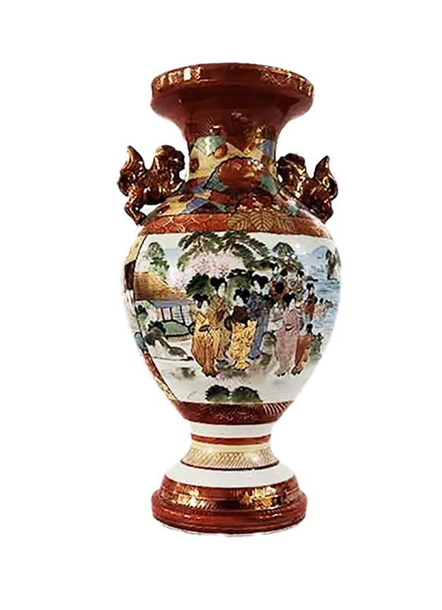 Vintage Japanese Kutani Porcelain Vase - Dragon Handles - 6