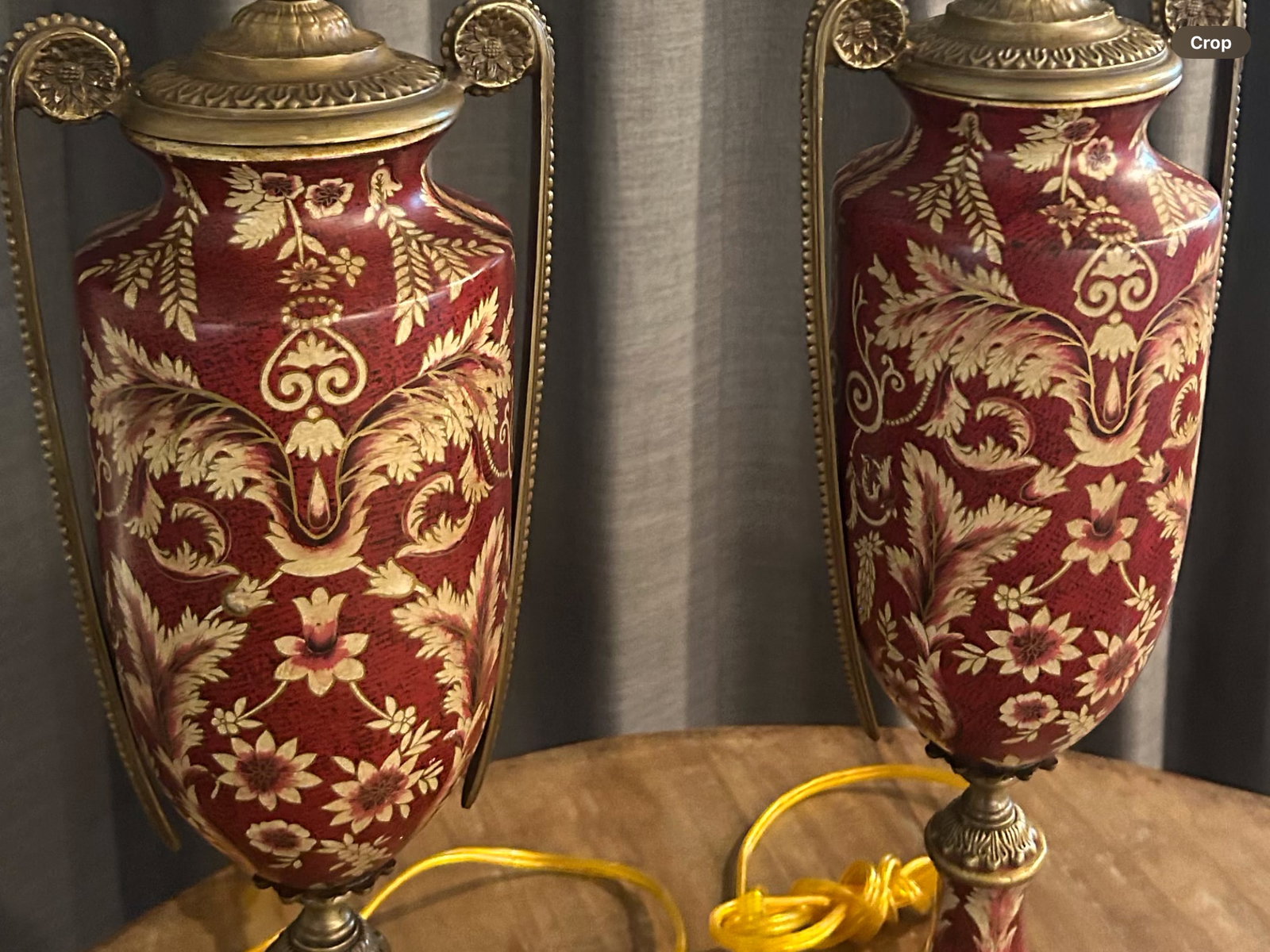 Pristine Mid 20th Century Japanese Moriage Porcelain & Brass Tall Lamps - 13