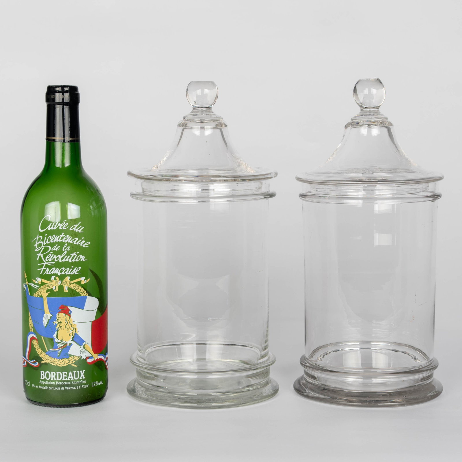 French Glass Apothecary Jars or Canister Pair - 2