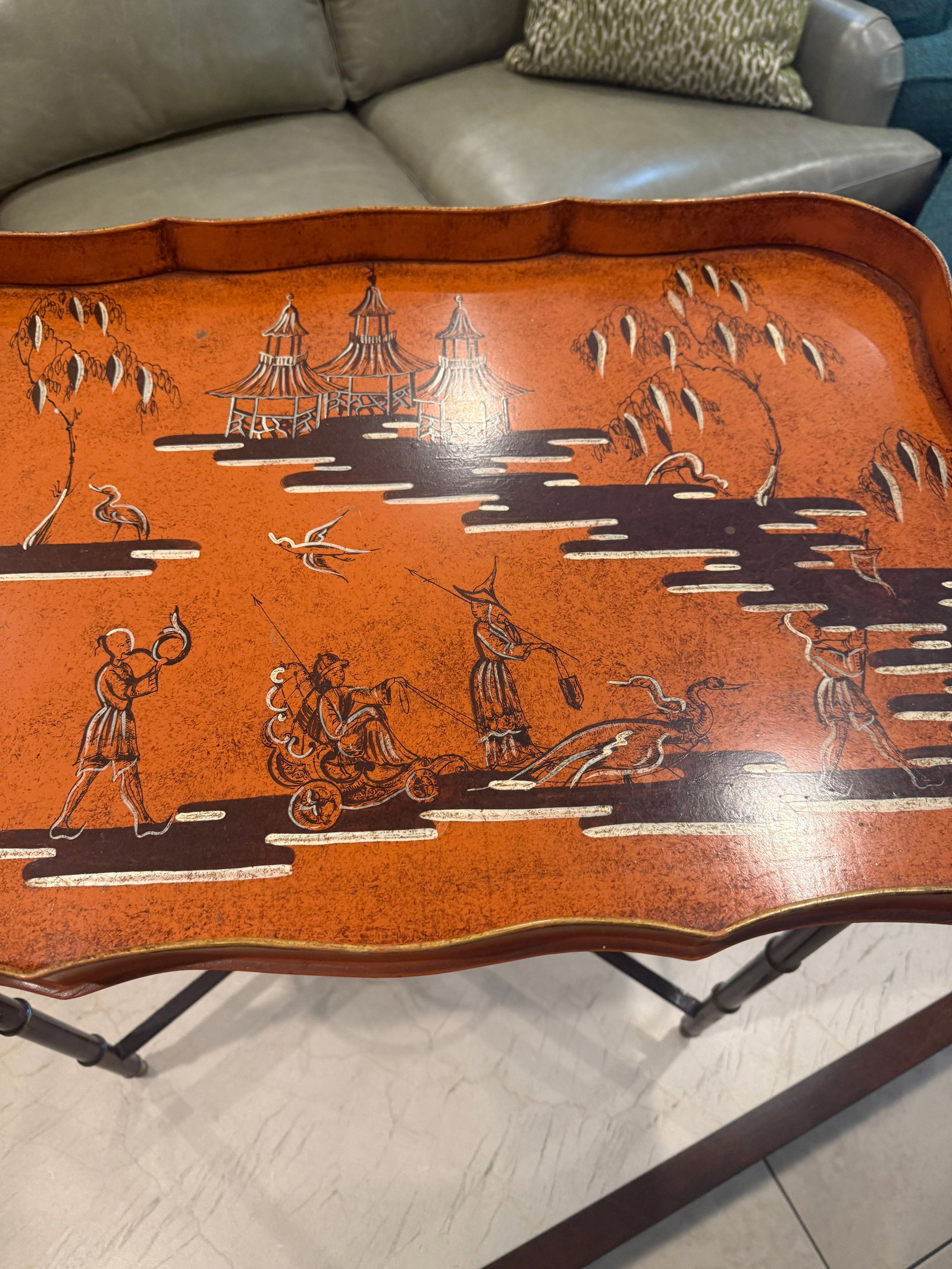 Hand Painted Chinoiserie Tray Table - 13