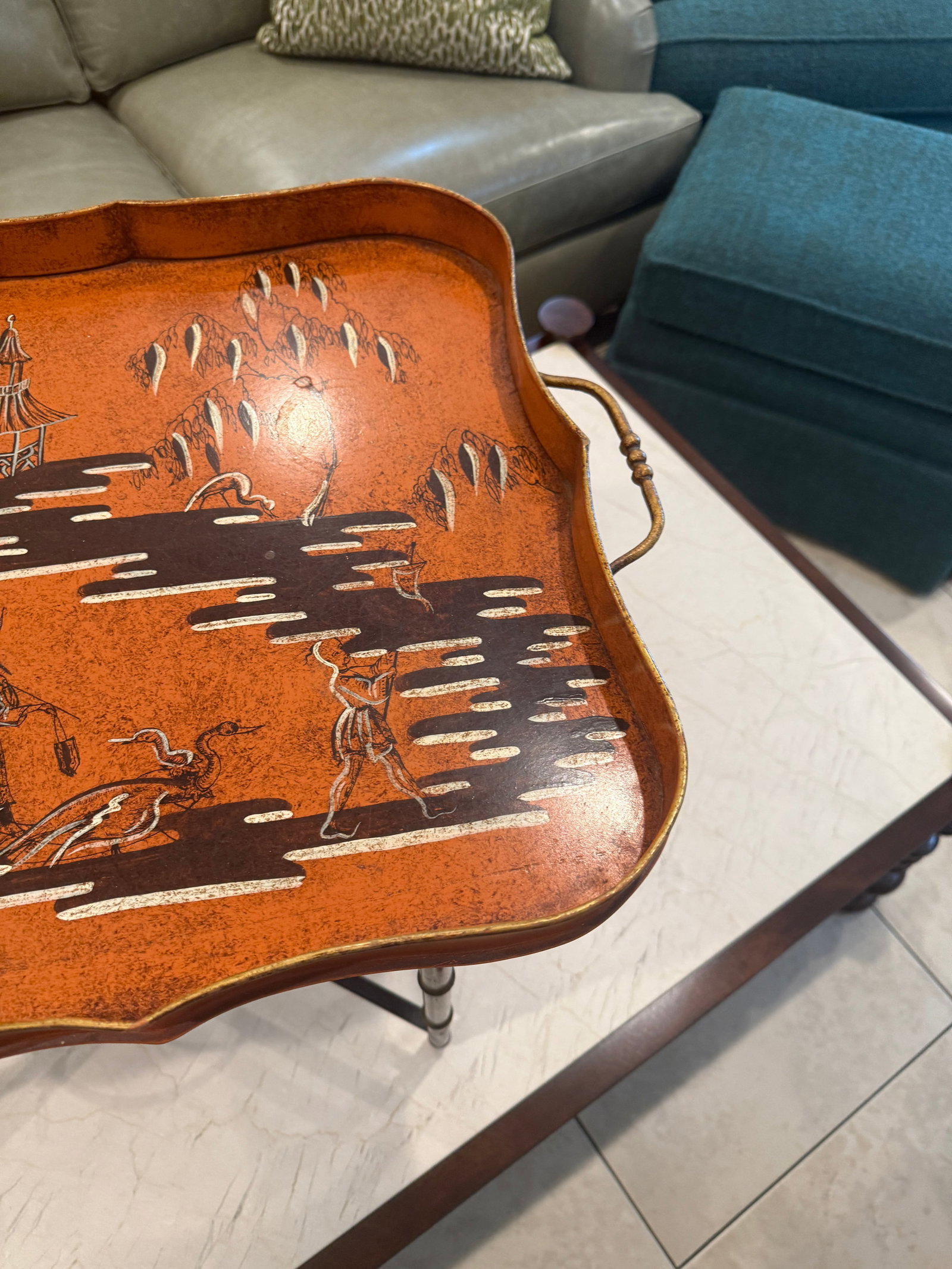 Hand Painted Chinoiserie Tray Table - 14