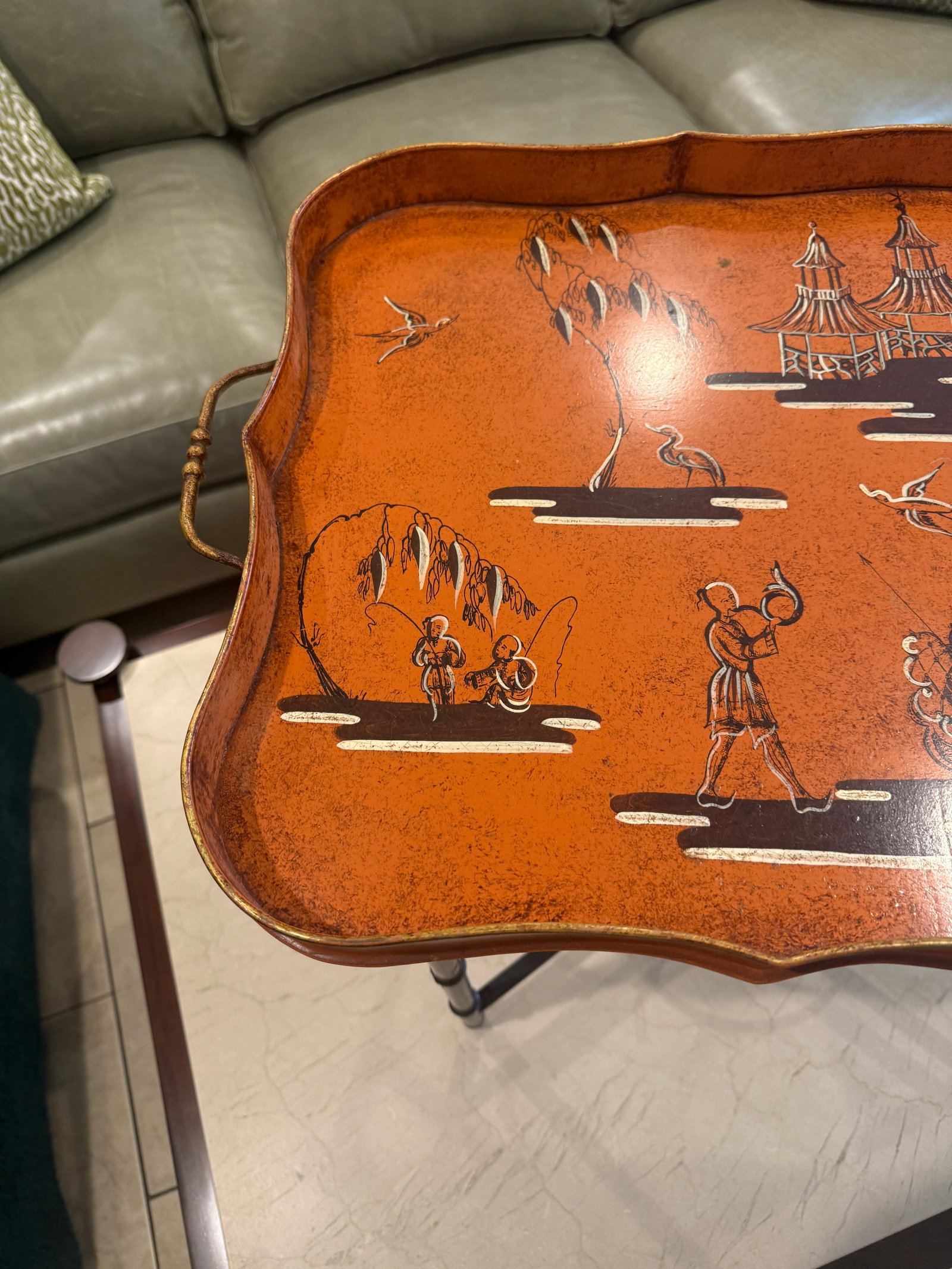 Hand Painted Chinoiserie Tray Table - 15