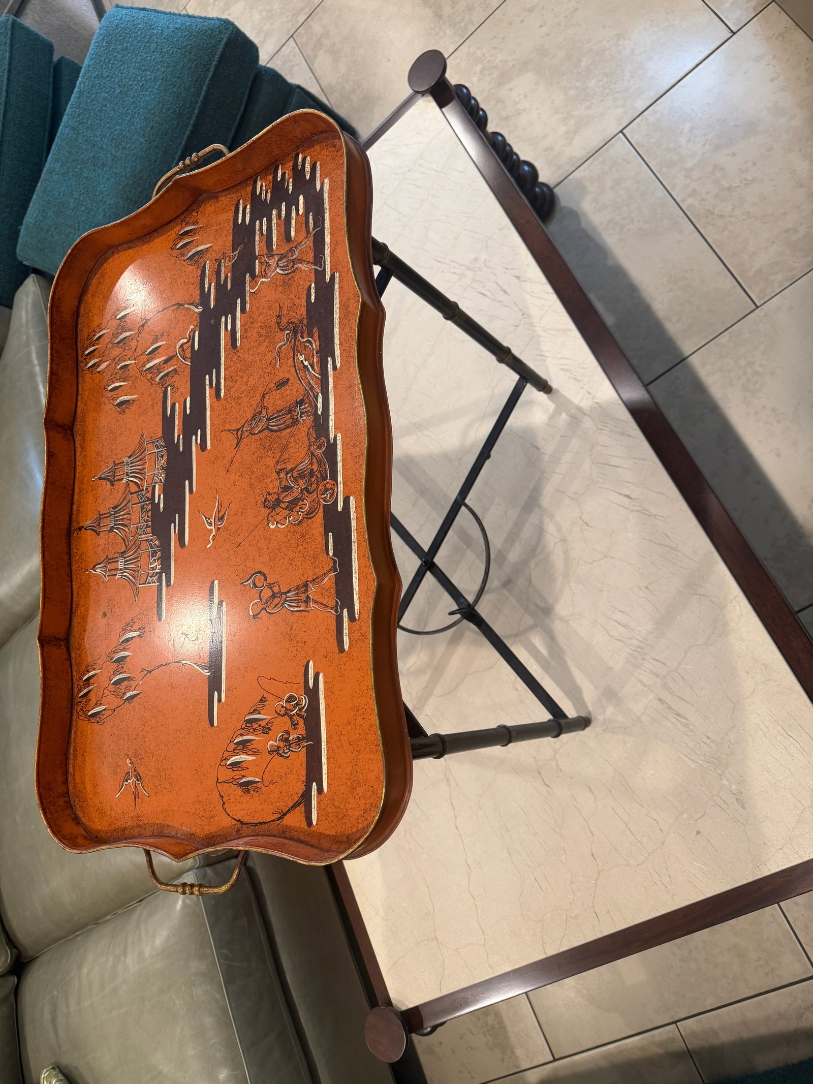 Hand Painted Chinoiserie Tray Table - 2