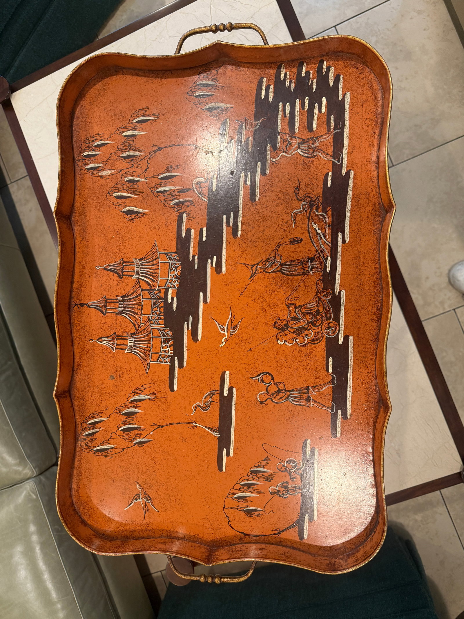 Hand Painted Chinoiserie Tray Table - 3