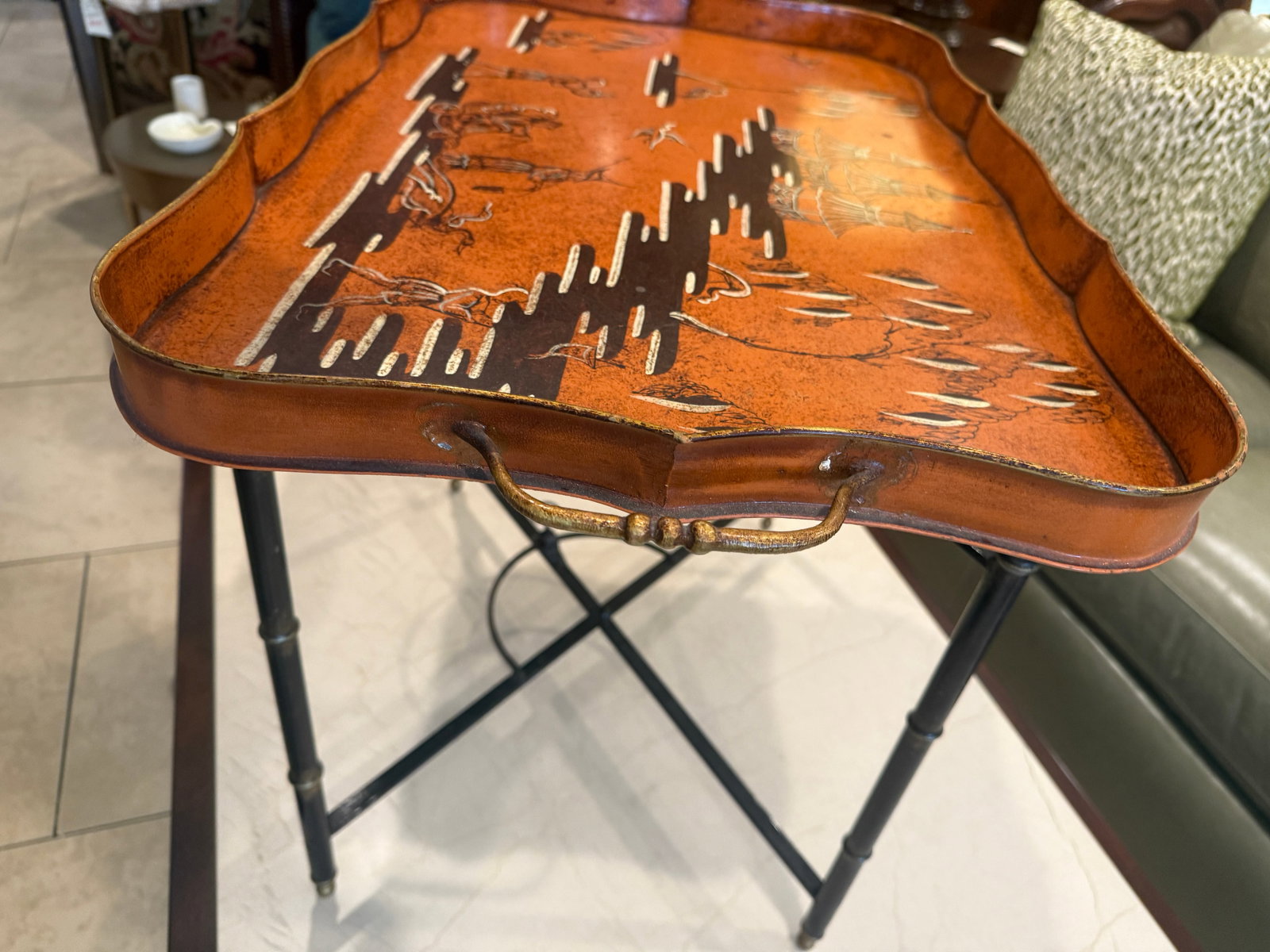 Hand Painted Chinoiserie Tray Table - 8