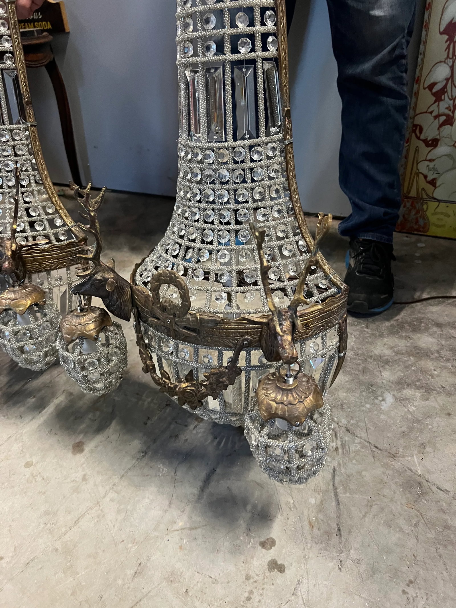 1990s Rustic Deer Head Bronze Sconces - a Pair - 6