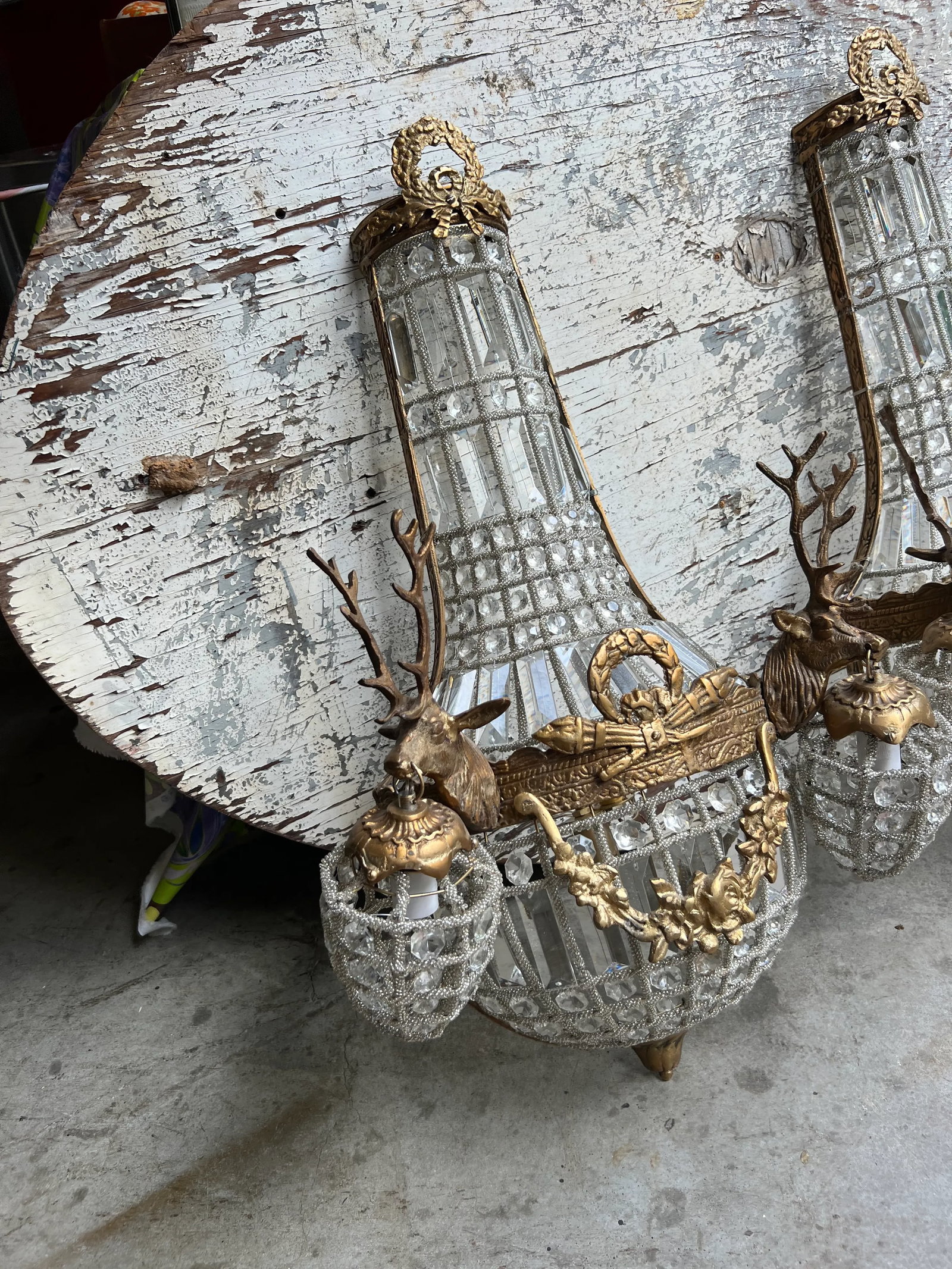 1980s Gold Deer Head Sconces - a Pair - 2