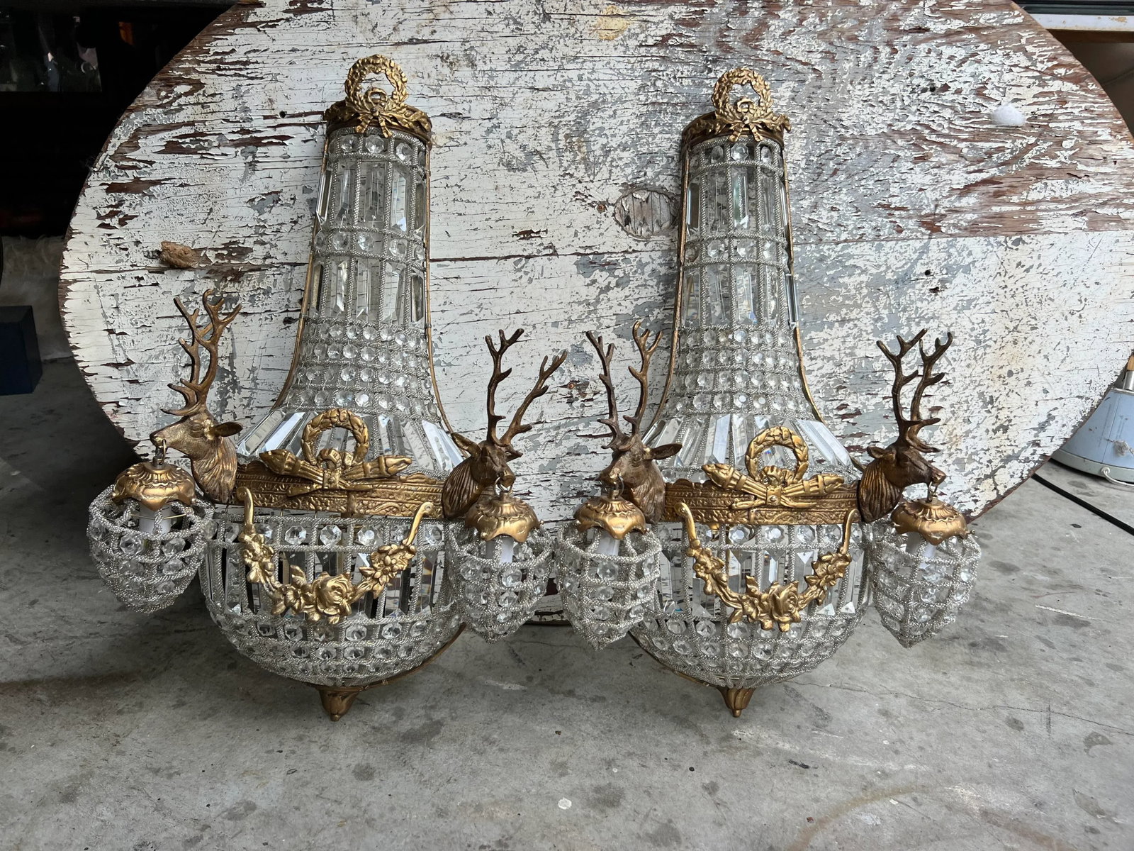 1980s Gold Deer Head Sconces - a Pair - 3