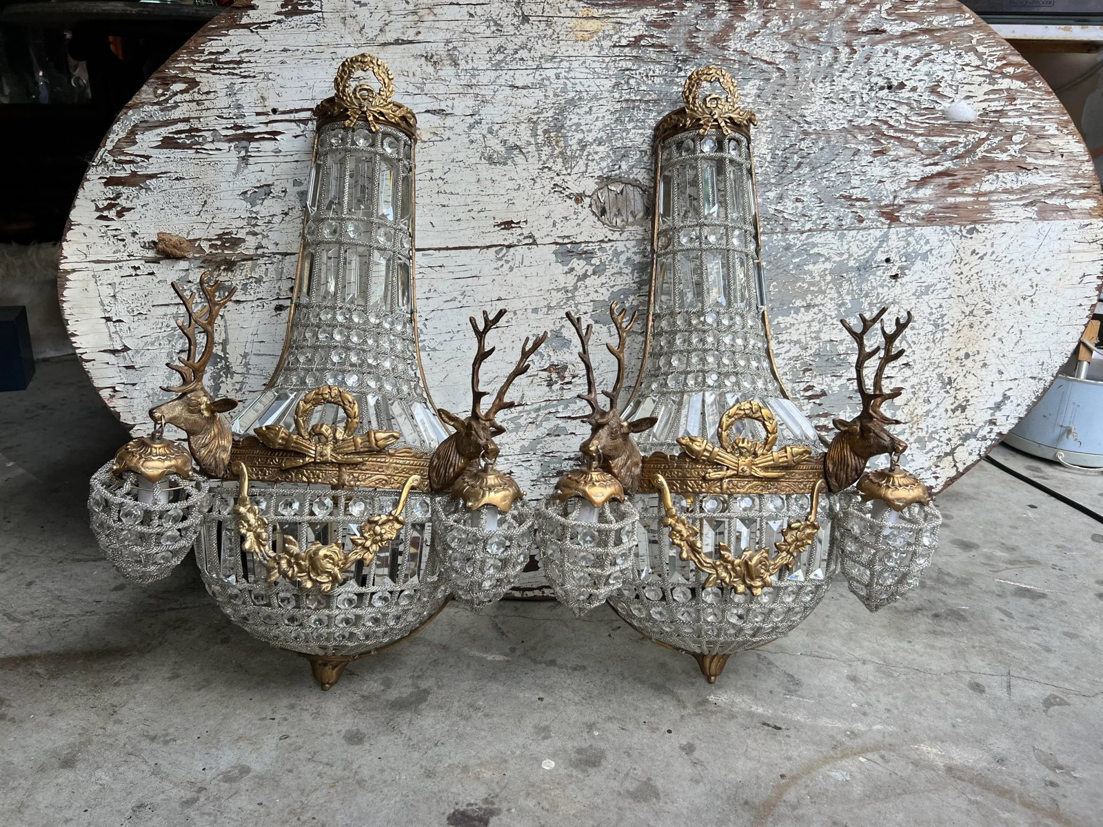 1980s Gold Deer Head Sconces - a Pair - 4