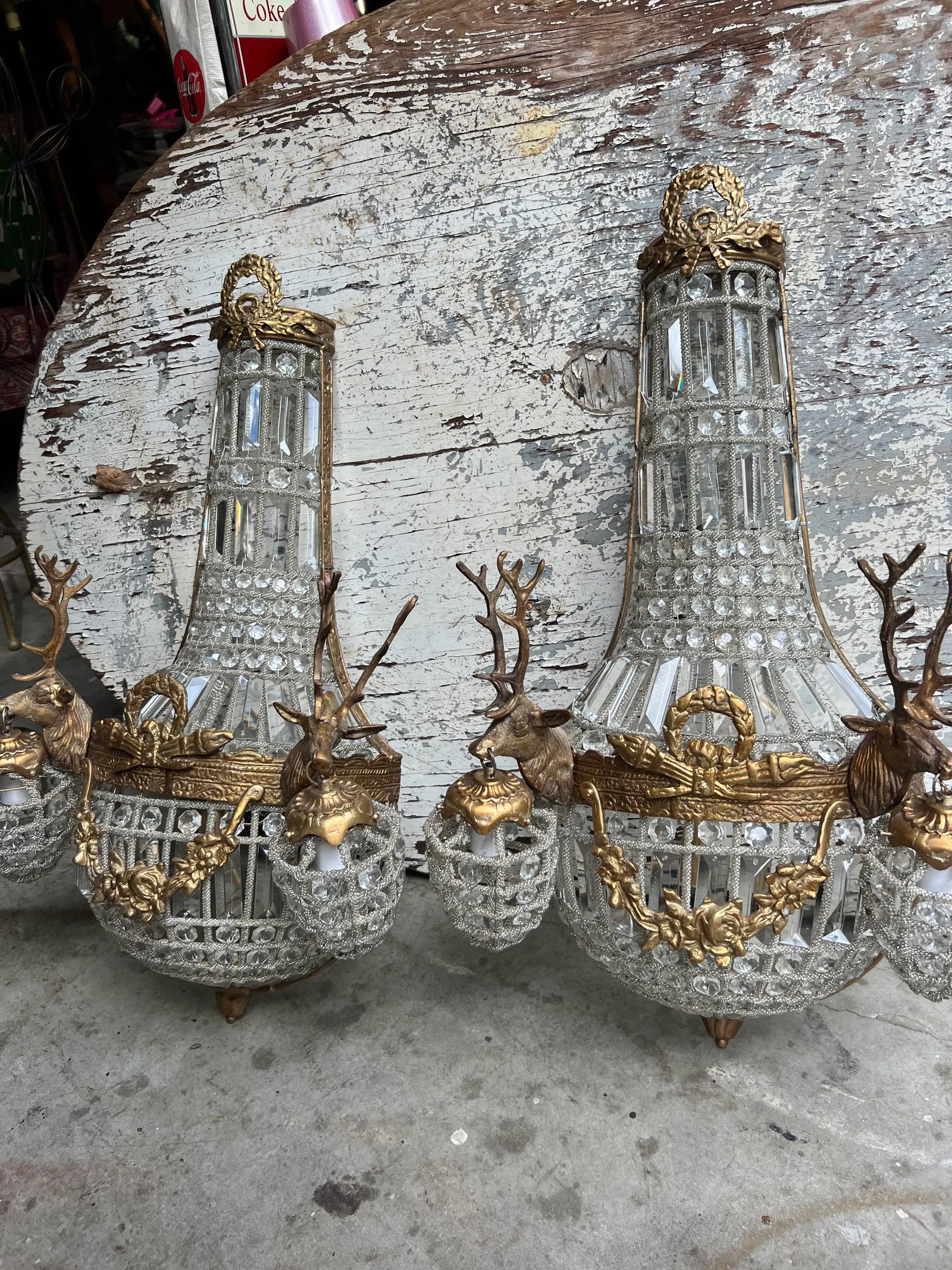 1980s Gold Deer Head Sconces - a Pair - 5