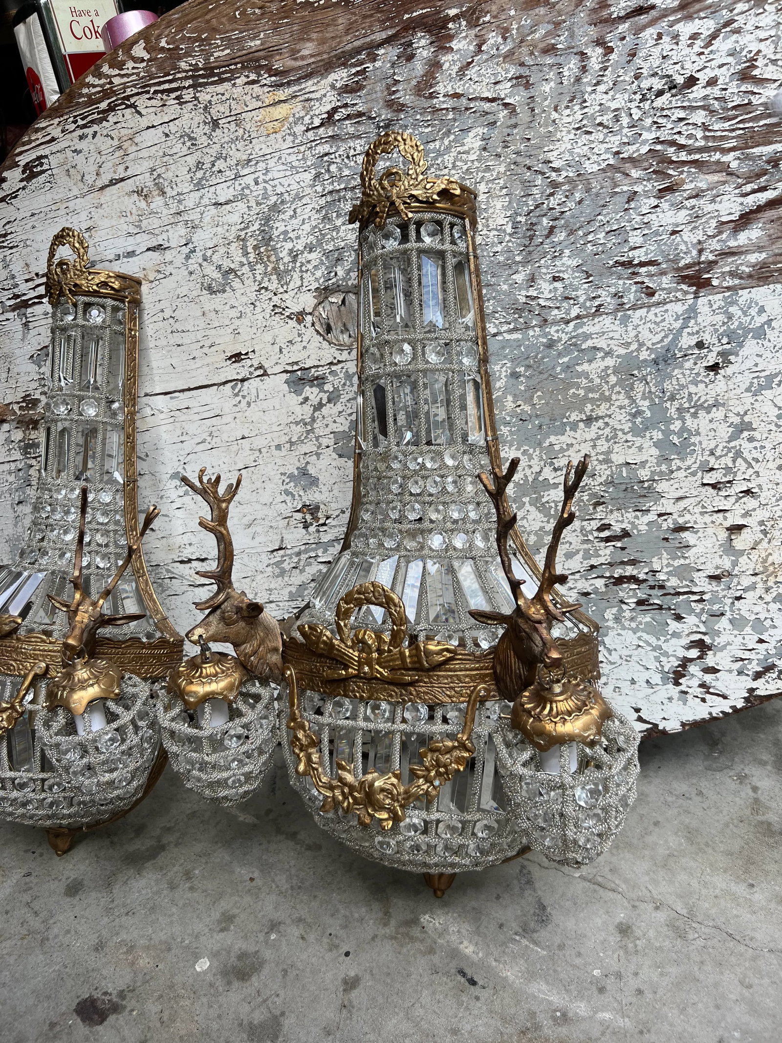 1980s Gold Deer Head Sconces - a Pair - 6