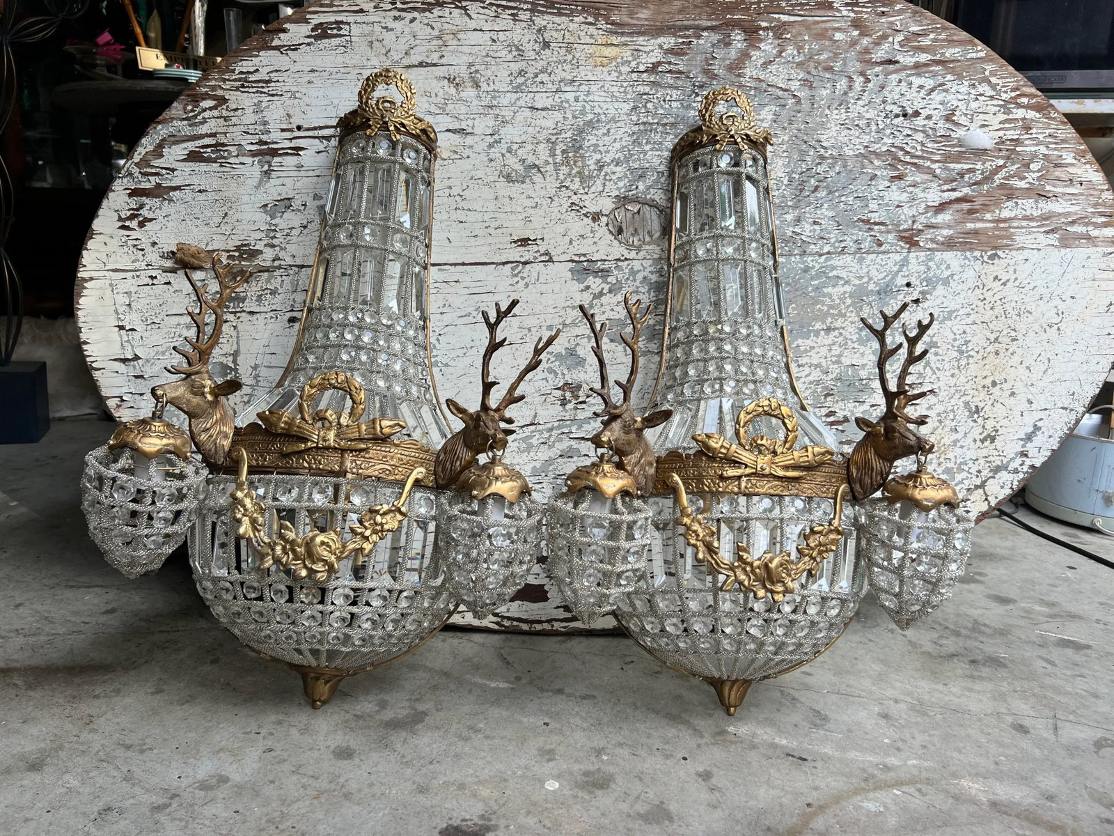 1980s Gold Deer Head Sconces - a Pair - 7