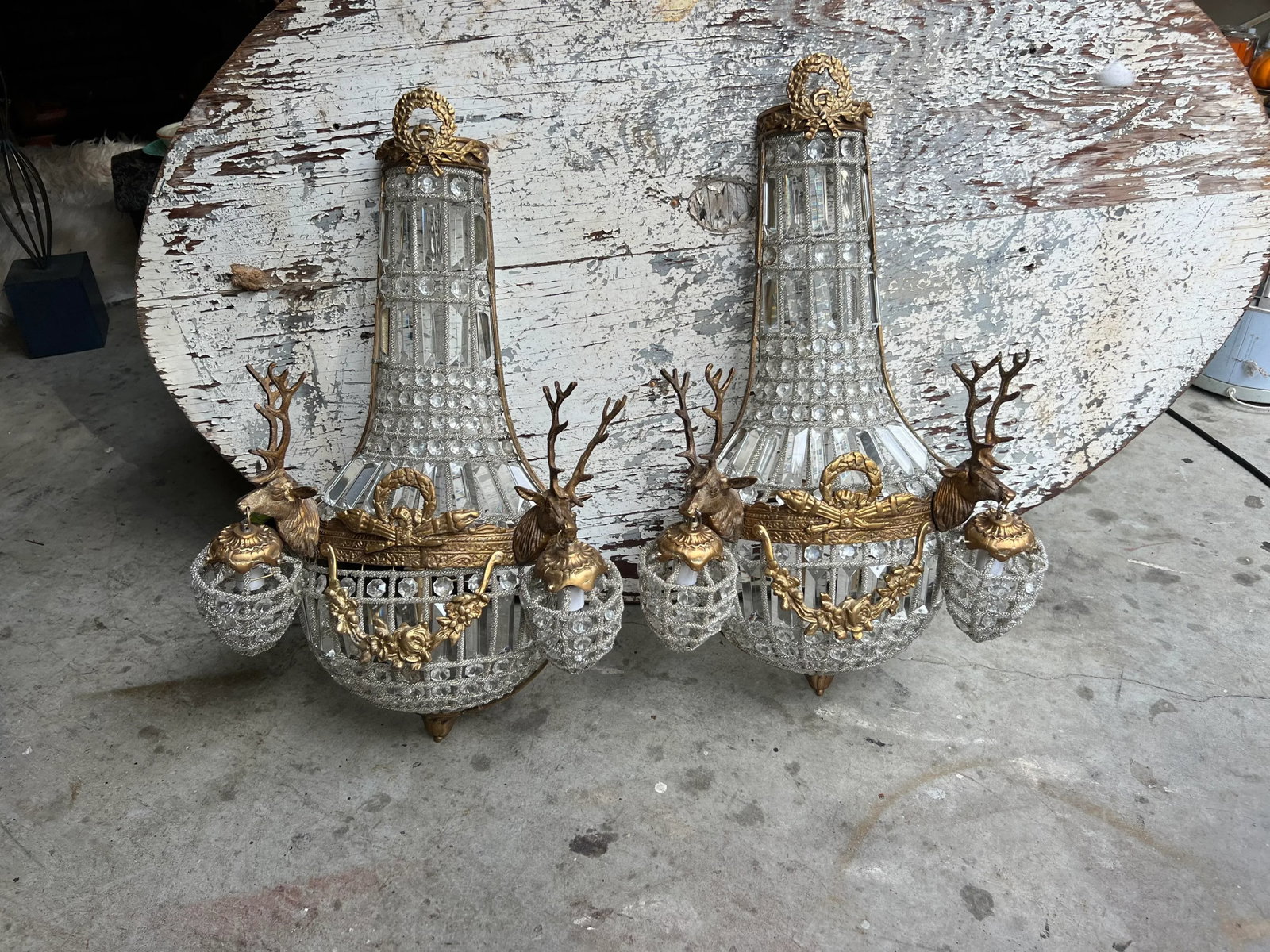 1980s Gold Deer Head Sconces - a Pair - 8