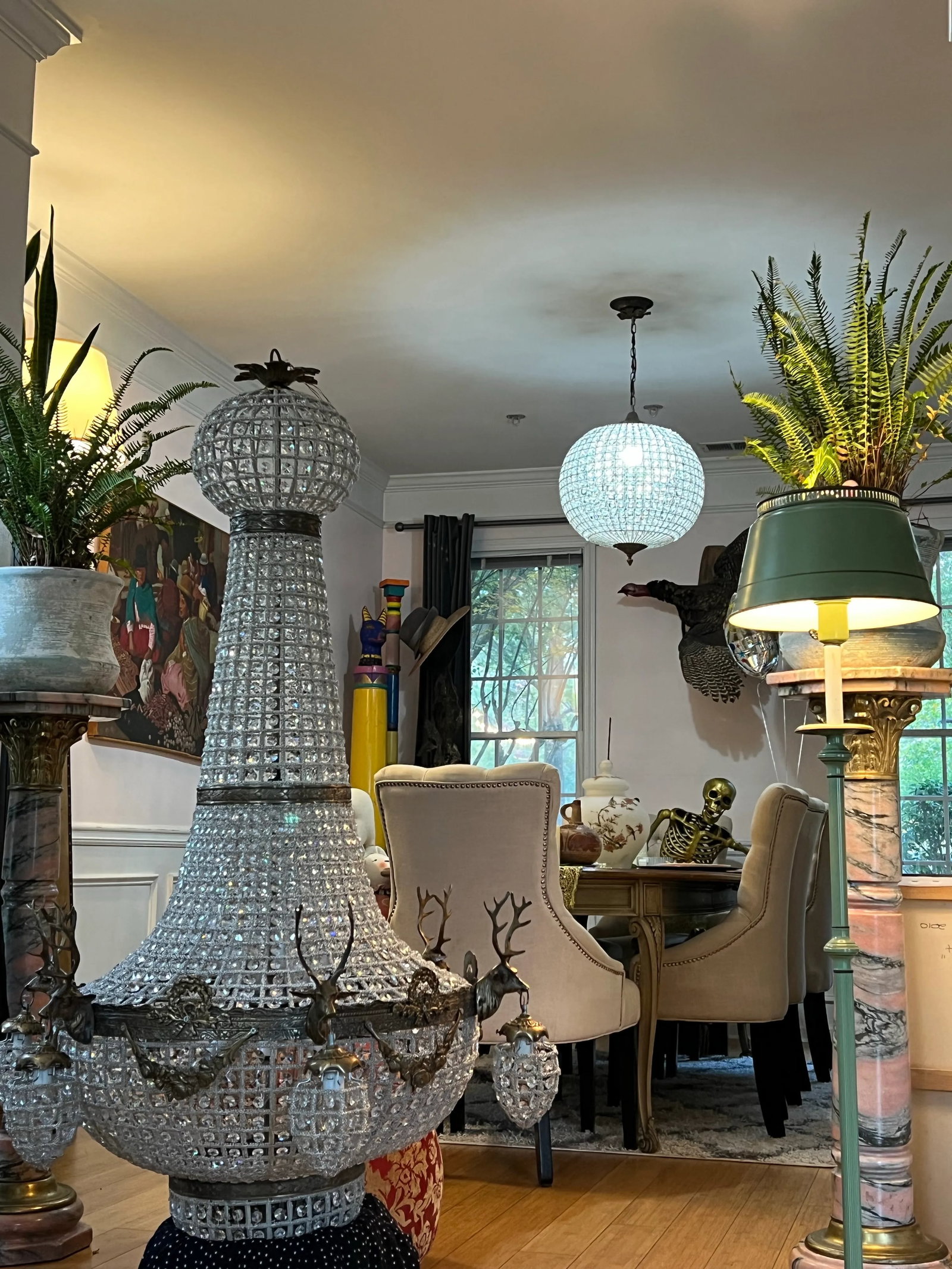 1970s Oversized Jumbo Deer 6 Head Chandelier - 2