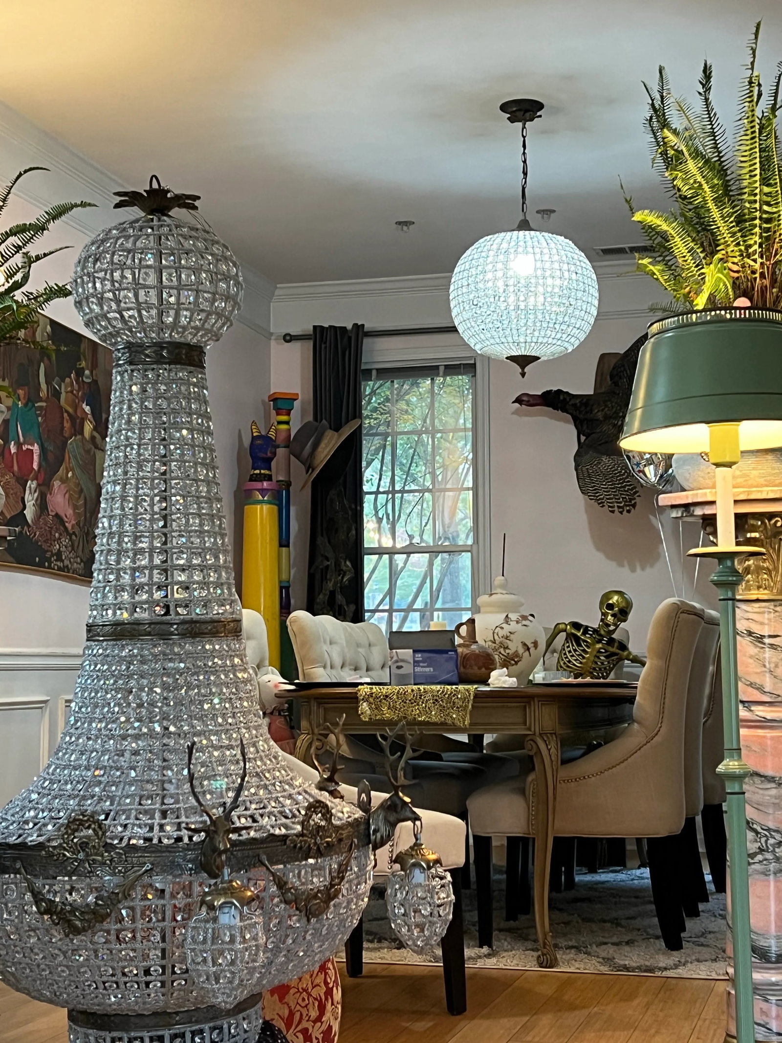 1970s Oversized Jumbo Deer 6 Head Chandelier - 3