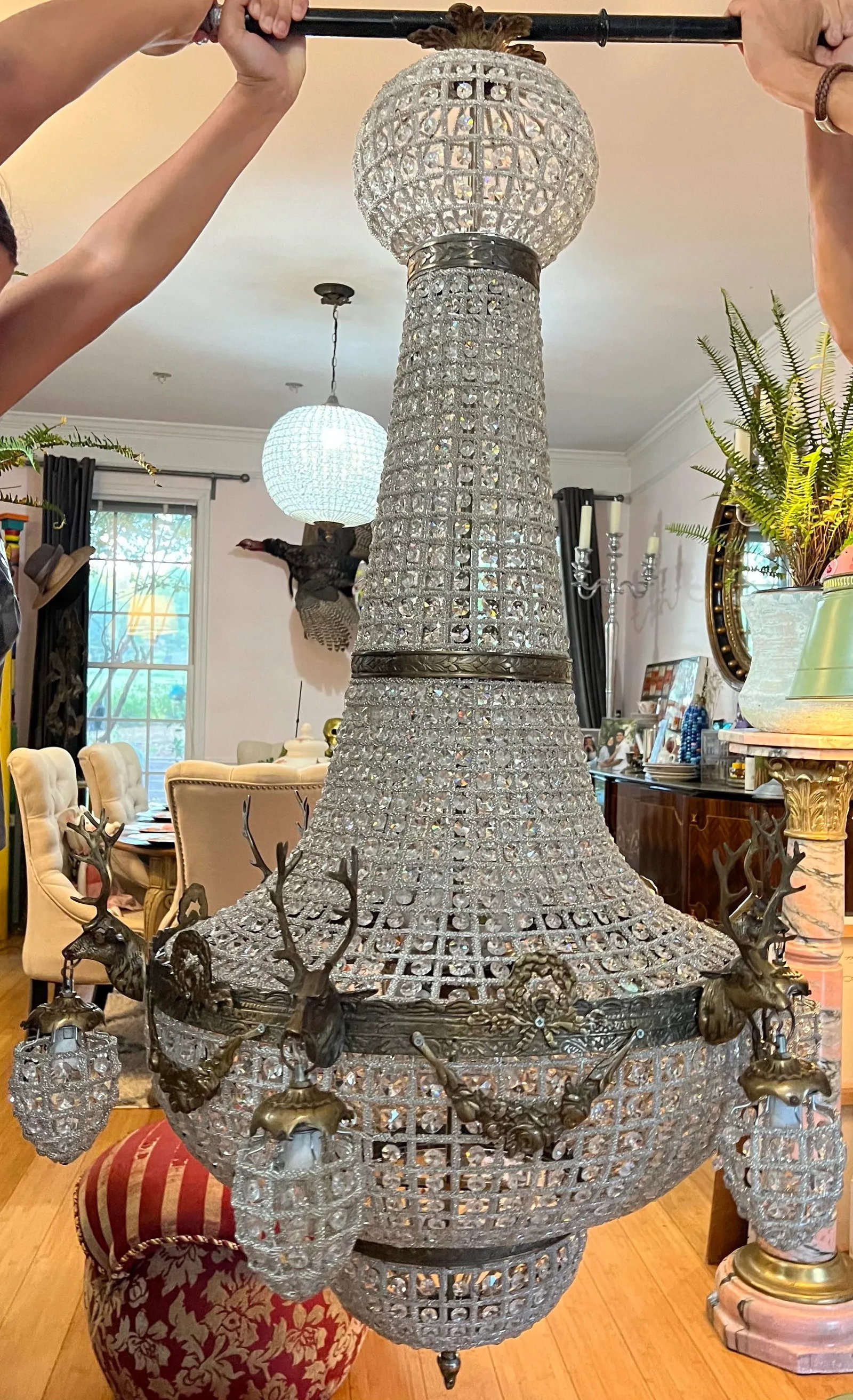 1970s Oversized Jumbo Deer 6 Head Chandelier - 4