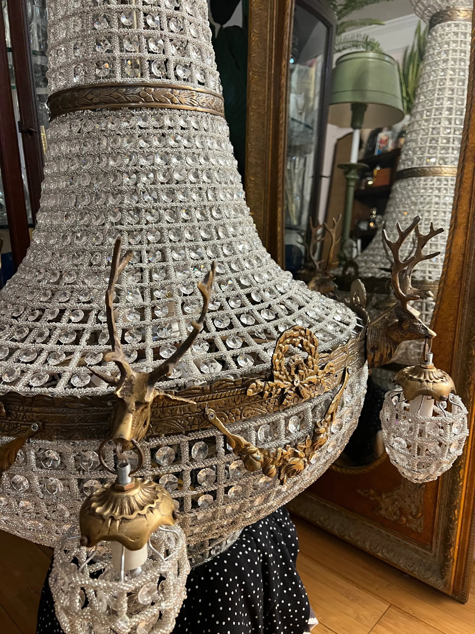 1970s Oversized Jumbo Deer 6 Head Chandelier - 6