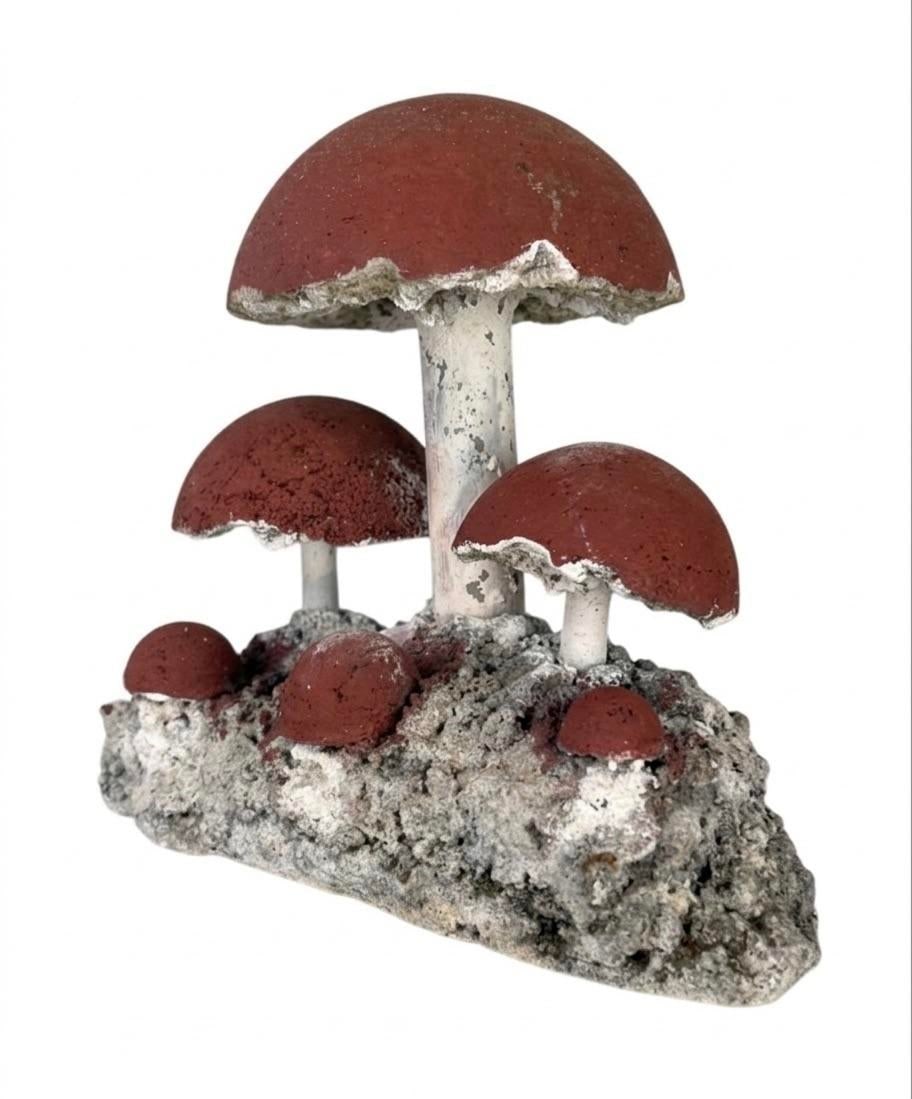 Vintage Brutalist Style Cast Stone Mushroom Garden Sculpture - 2